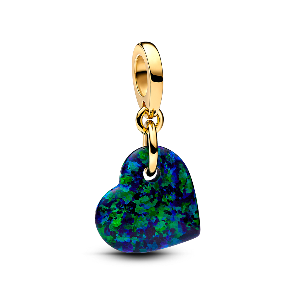 Dije enShine Corazon Verde Opalescente Opalo Verde Azul-0