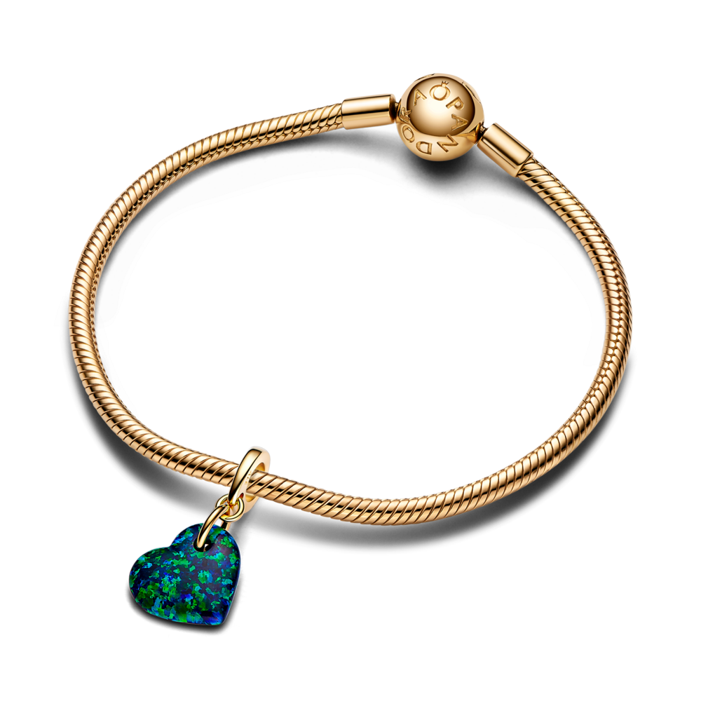 Dije enShine Corazon Verde Opalescente Opalo Verde Azul-1