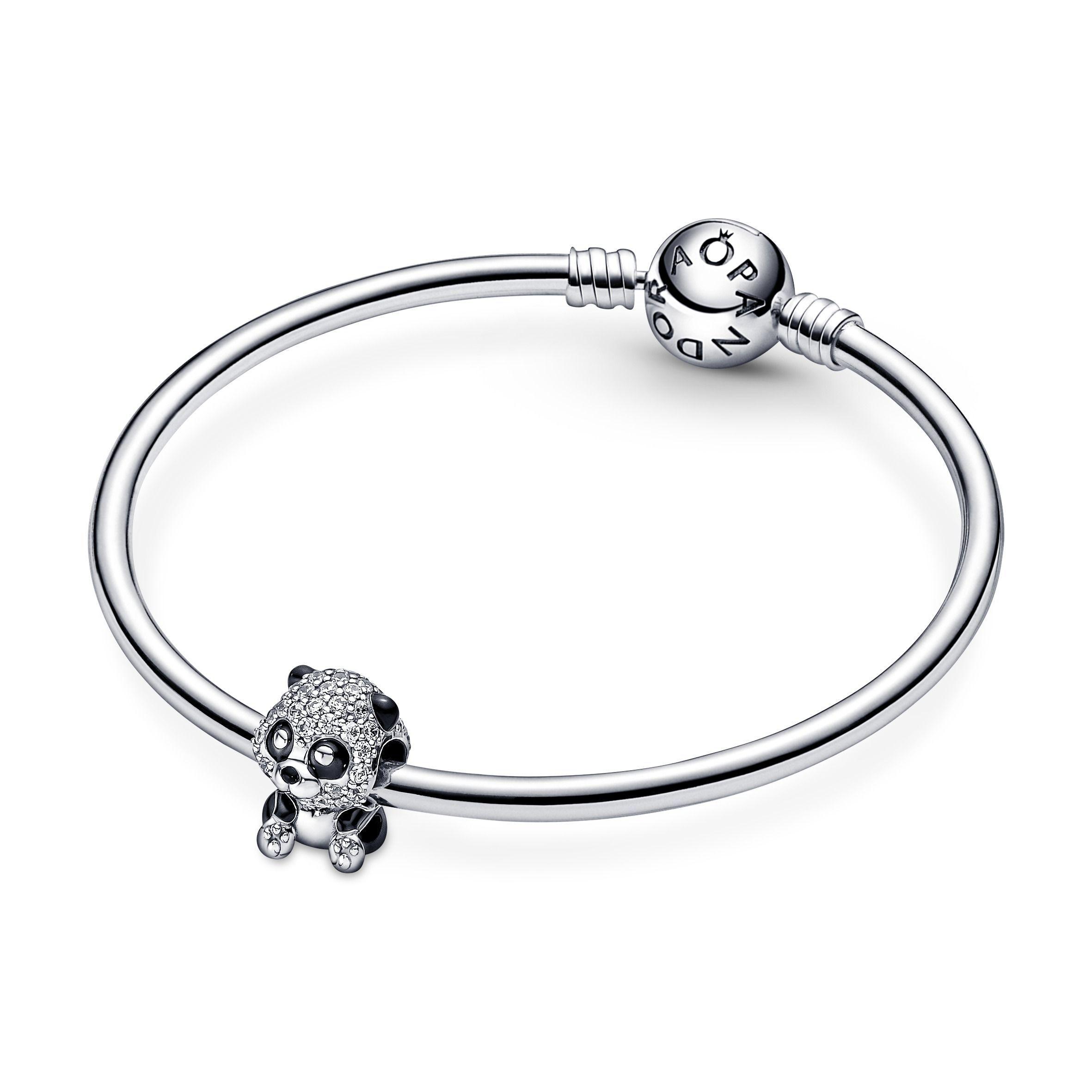 Charm Plata Tierno Panda Circonia Cubica Clara -3