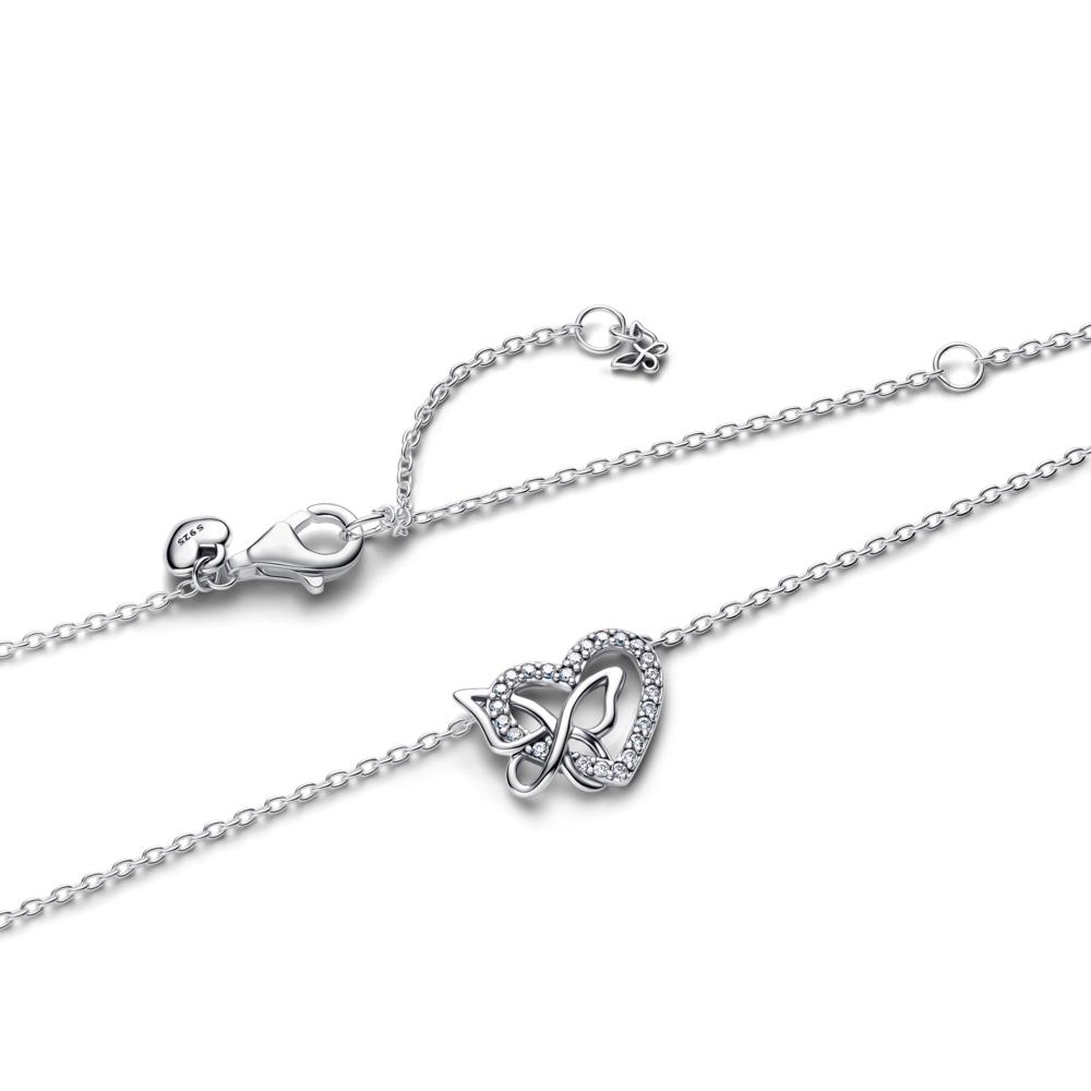 Collar con Colgante Corazón y Mariposa Entrelazados-2