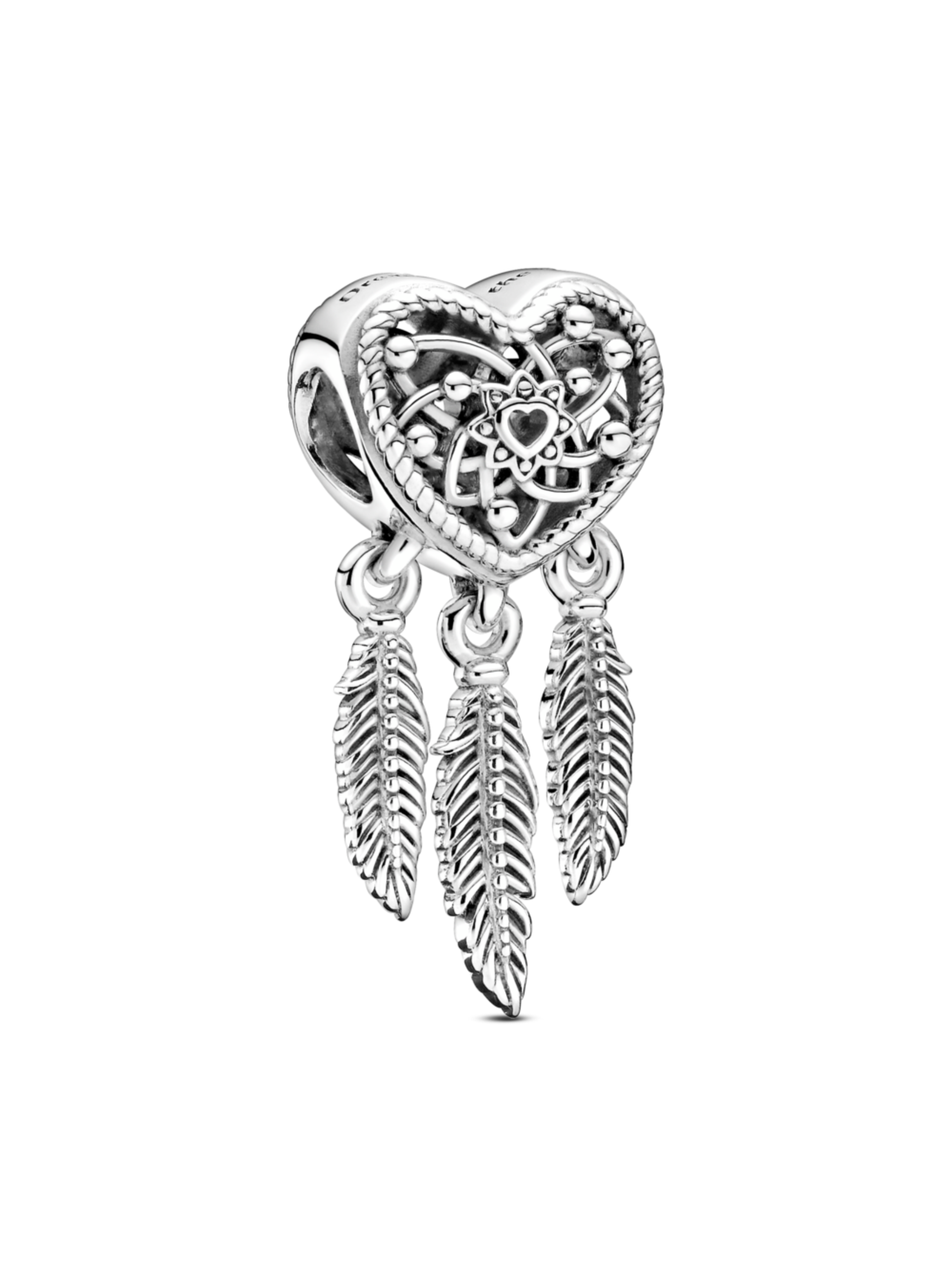 Charm Atrapasueños de Corazones y Tres Plumas-0