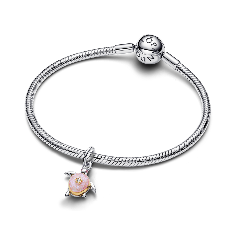 Charm Tortuga Marina Rosa con Diamante Cultivado-2