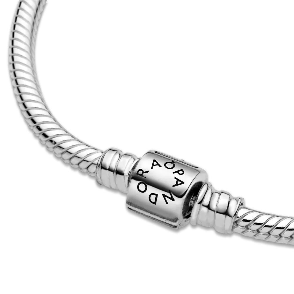 Brazalete Cadena de Serpiente con Broche de Barril en Plata-2