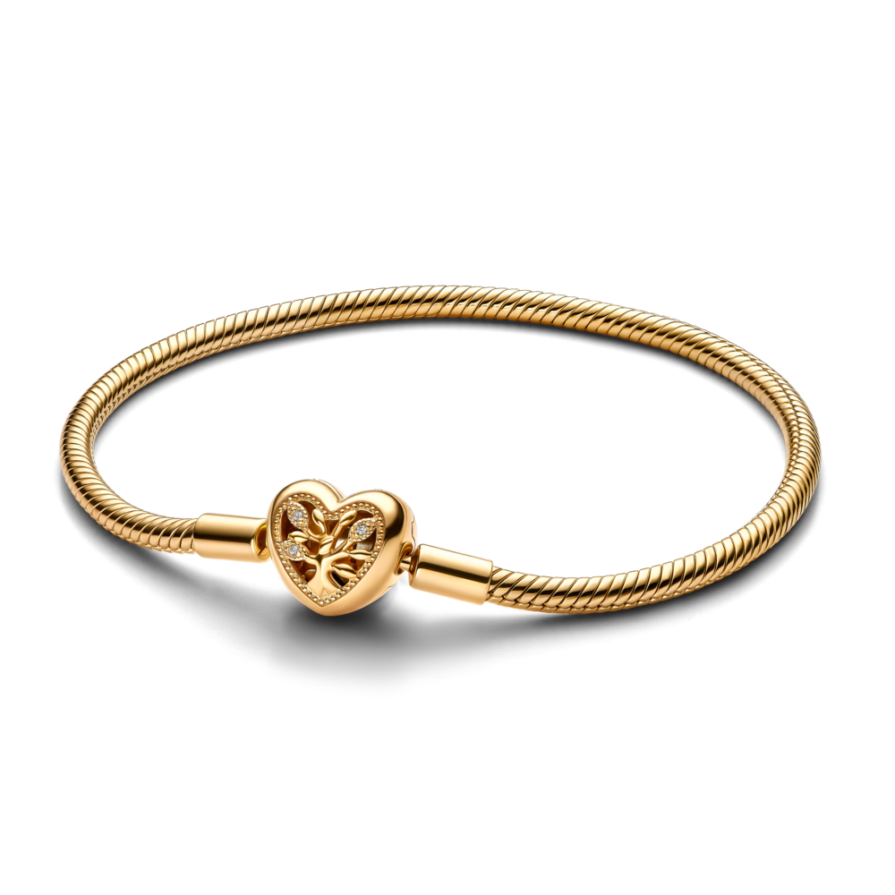 Brazalete Pandora Cadena de Serpiente Cierre de Corazón Familiar-0