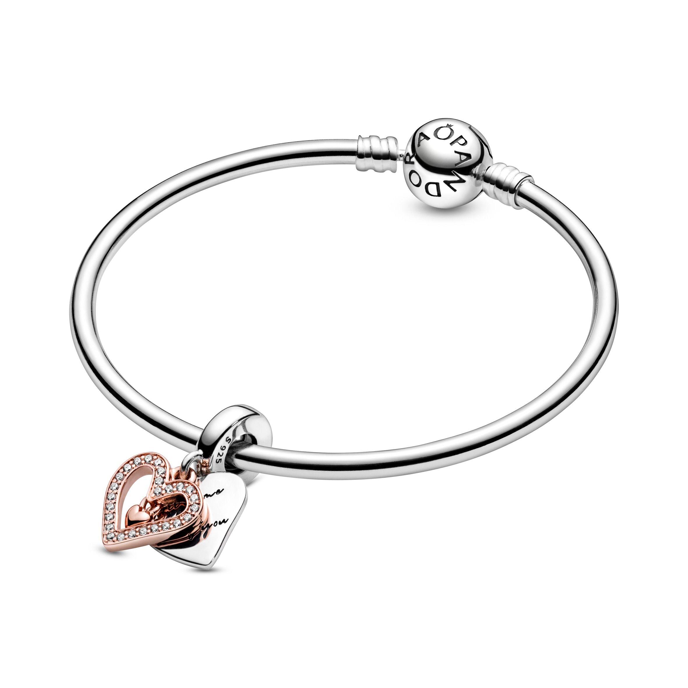 Dije Pandora Rose y Plata en Forma de Corazón Trazo a Mano-2