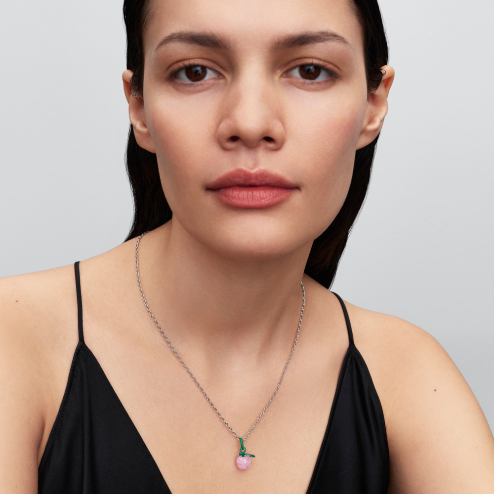 Charm Manzana Rosada de Cristal Murano-3