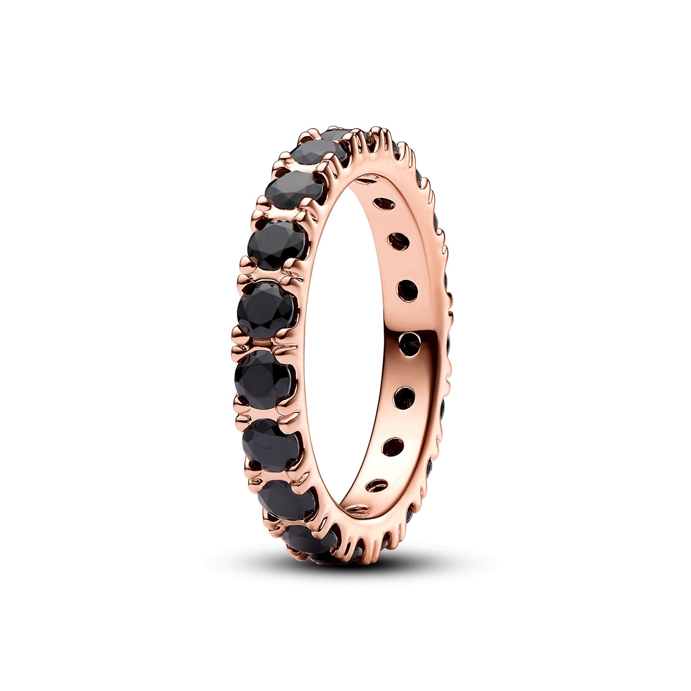 Anillo en Plata Eternity Fila Negra Brillante-0