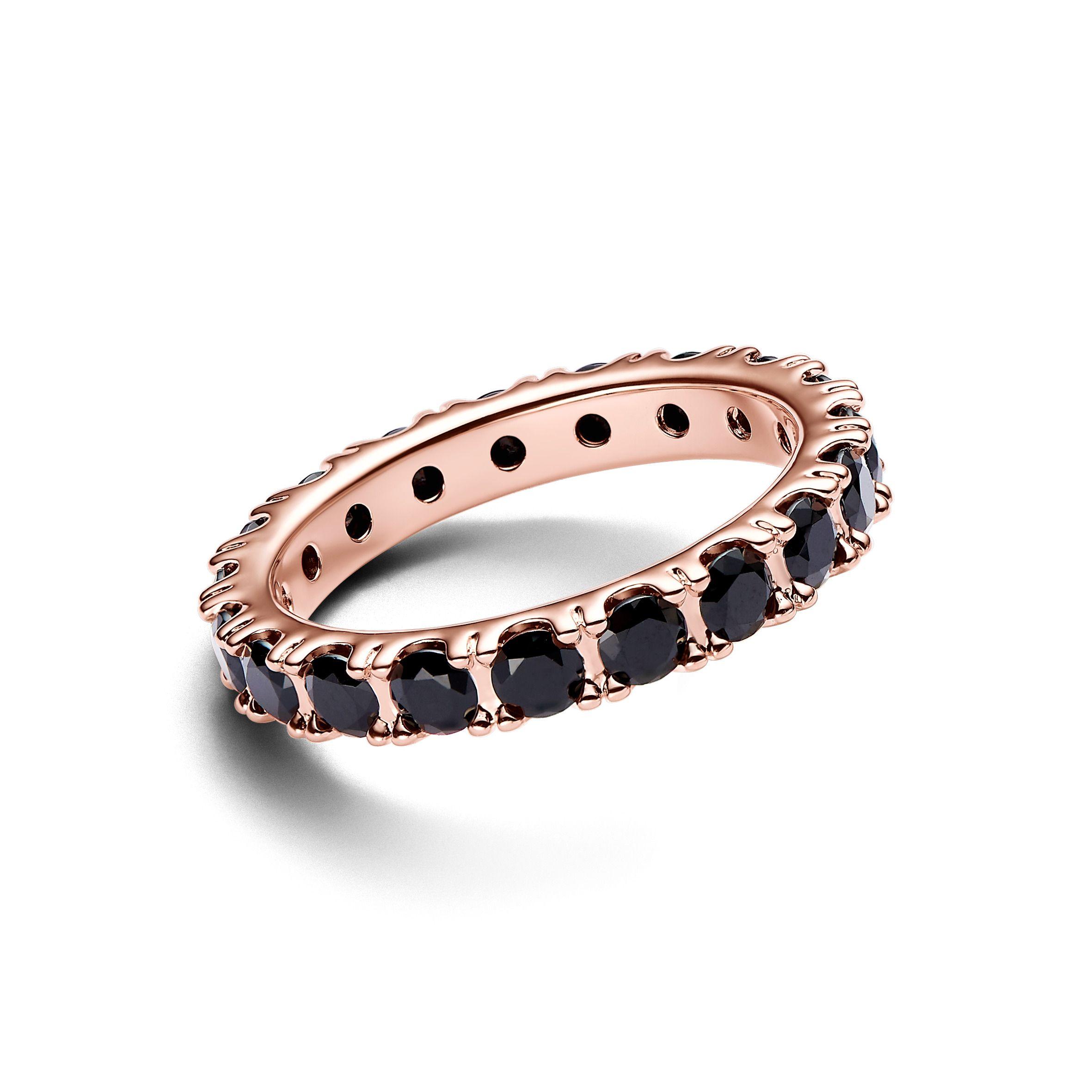 Anillo en Plata Eternity Fila Negra Brillante-1