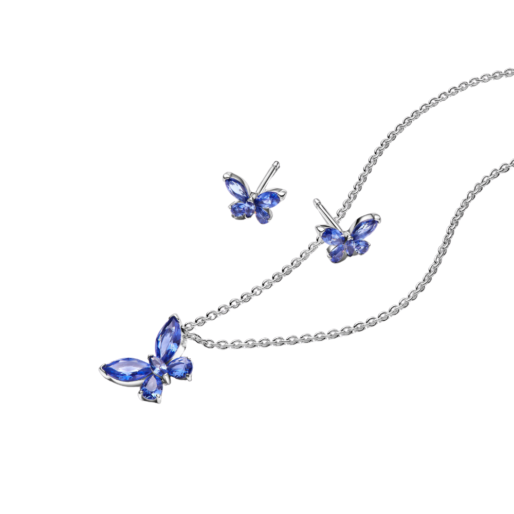 Juego de regalo de joyería Mariposa azul-0