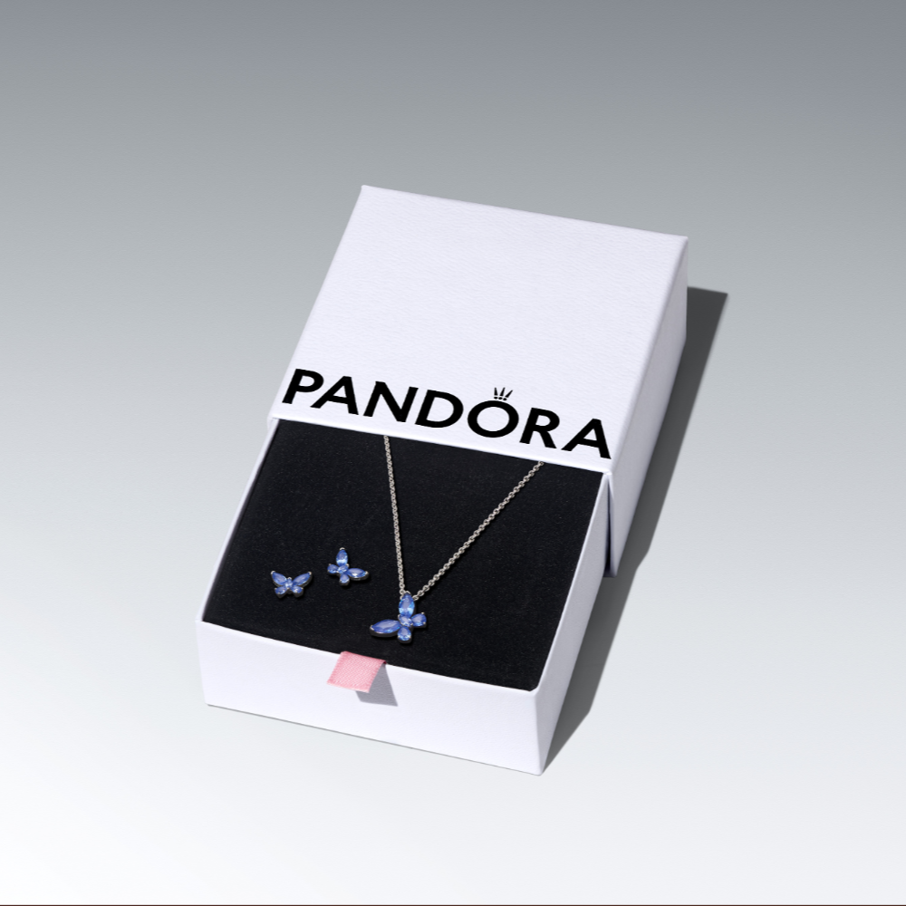 Juego de regalo de joyería Mariposa azul-4