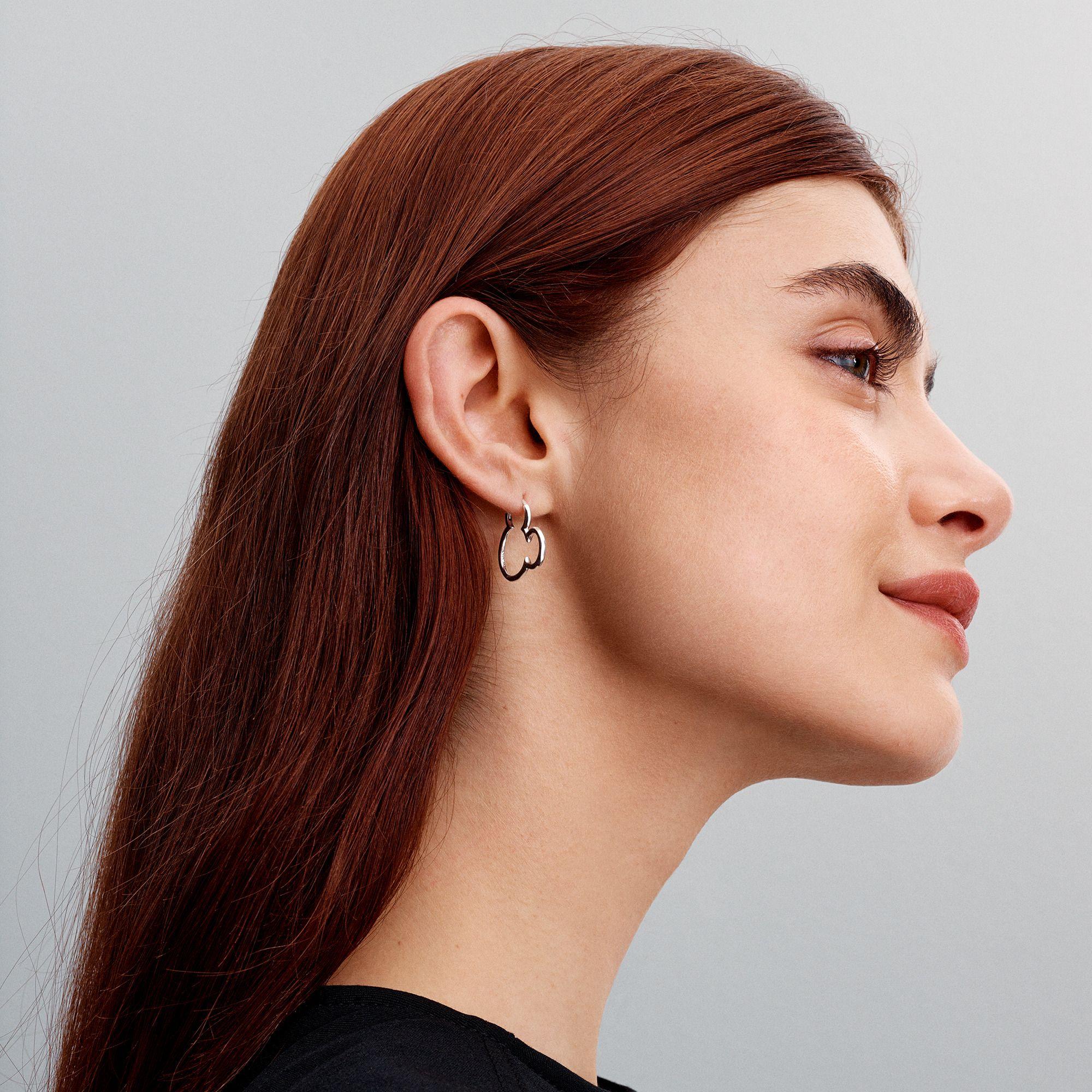 Aretes de Aro Silueta de Mickey Mouse de Disney-1