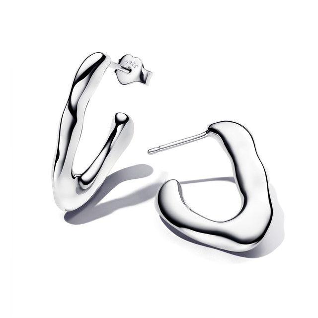 Aretes de Aro Abierto Forma Orgánica en V-0
