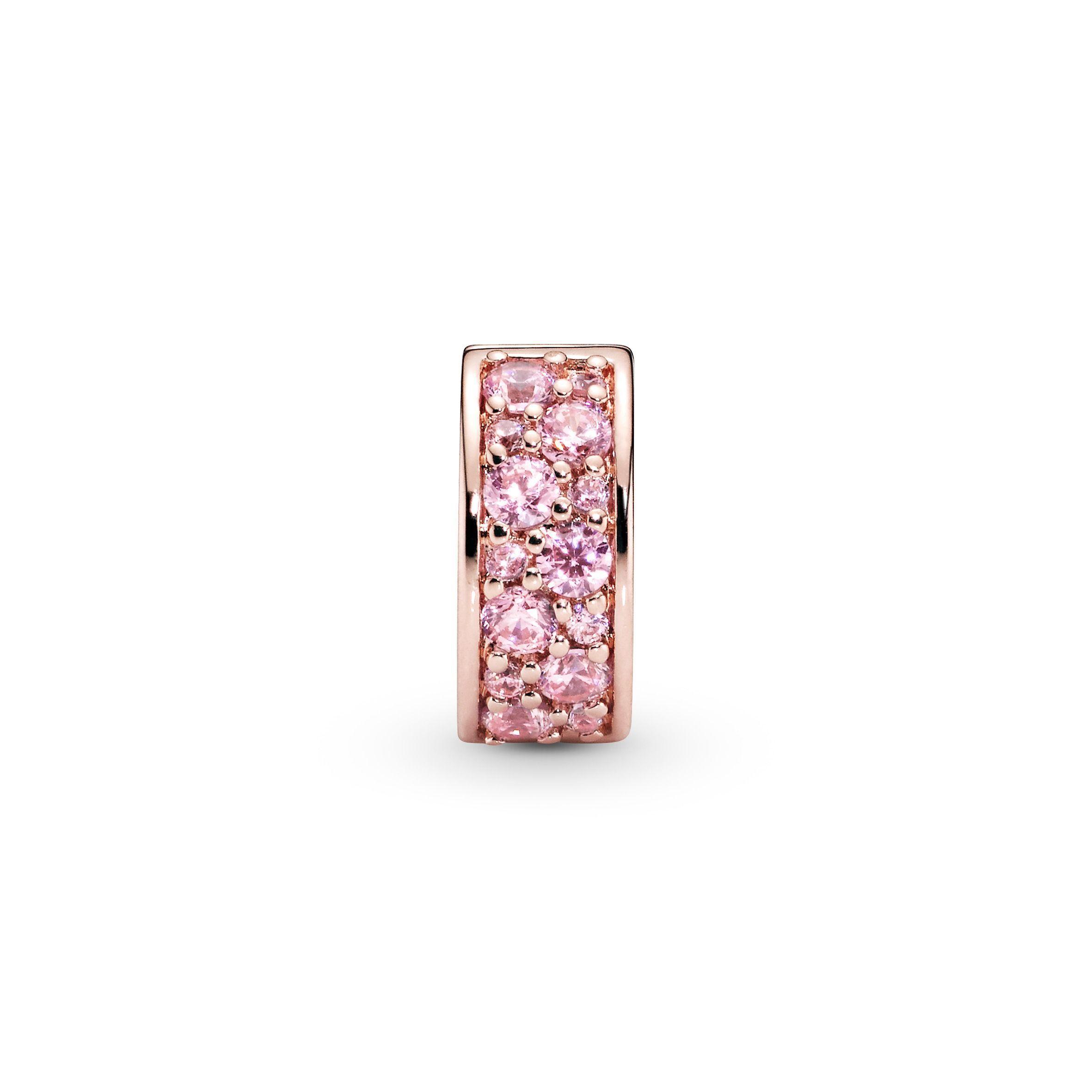 Charm Sujetador de Pavé Rosa Recubrimiento Oro Rosa de 14K-0
