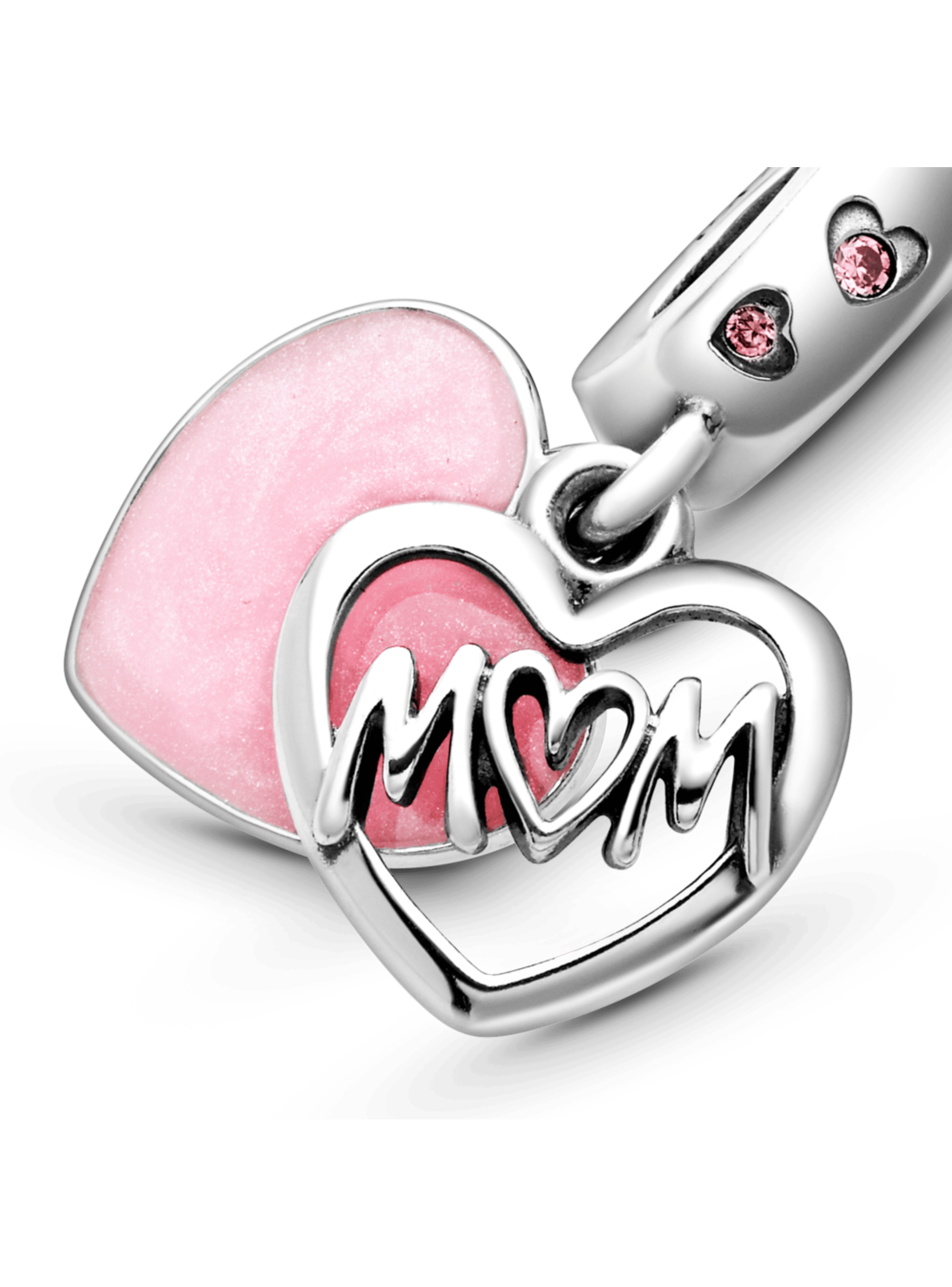 Gift Set Pulsera con Dije Corazon Mom y Clip Rosado-2