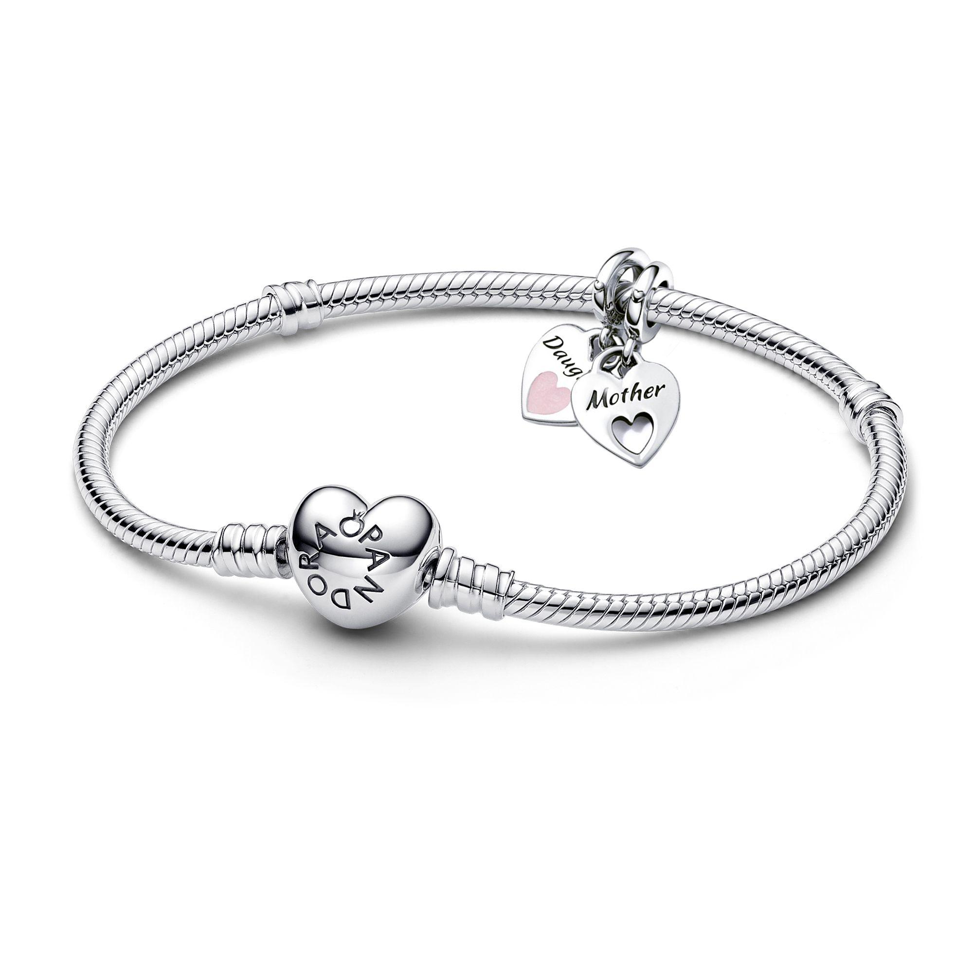 Dije Colgante en Plata Doble Corazon Dividido Esmalte Rosado-2