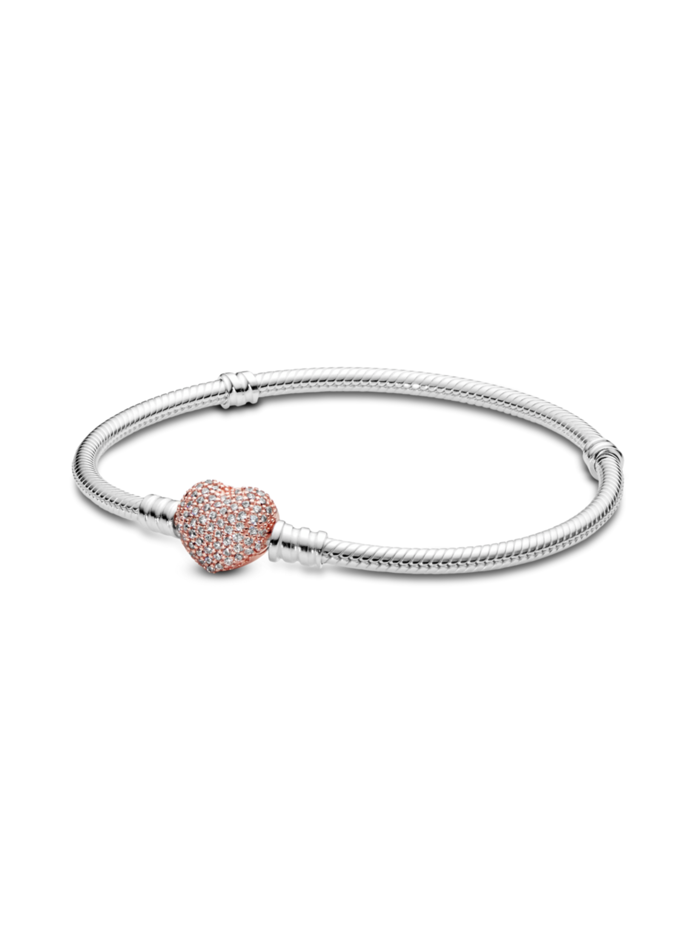 Brazalete en Plata con Cierre en Rose Corazón en Pavé -2