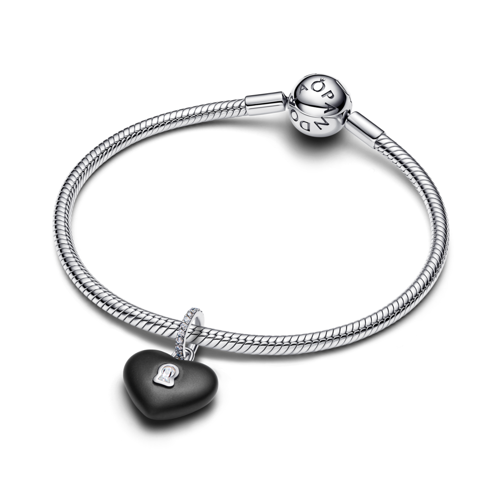 Charm Colgante Candado Corazón Cerámica Negro Mate-2