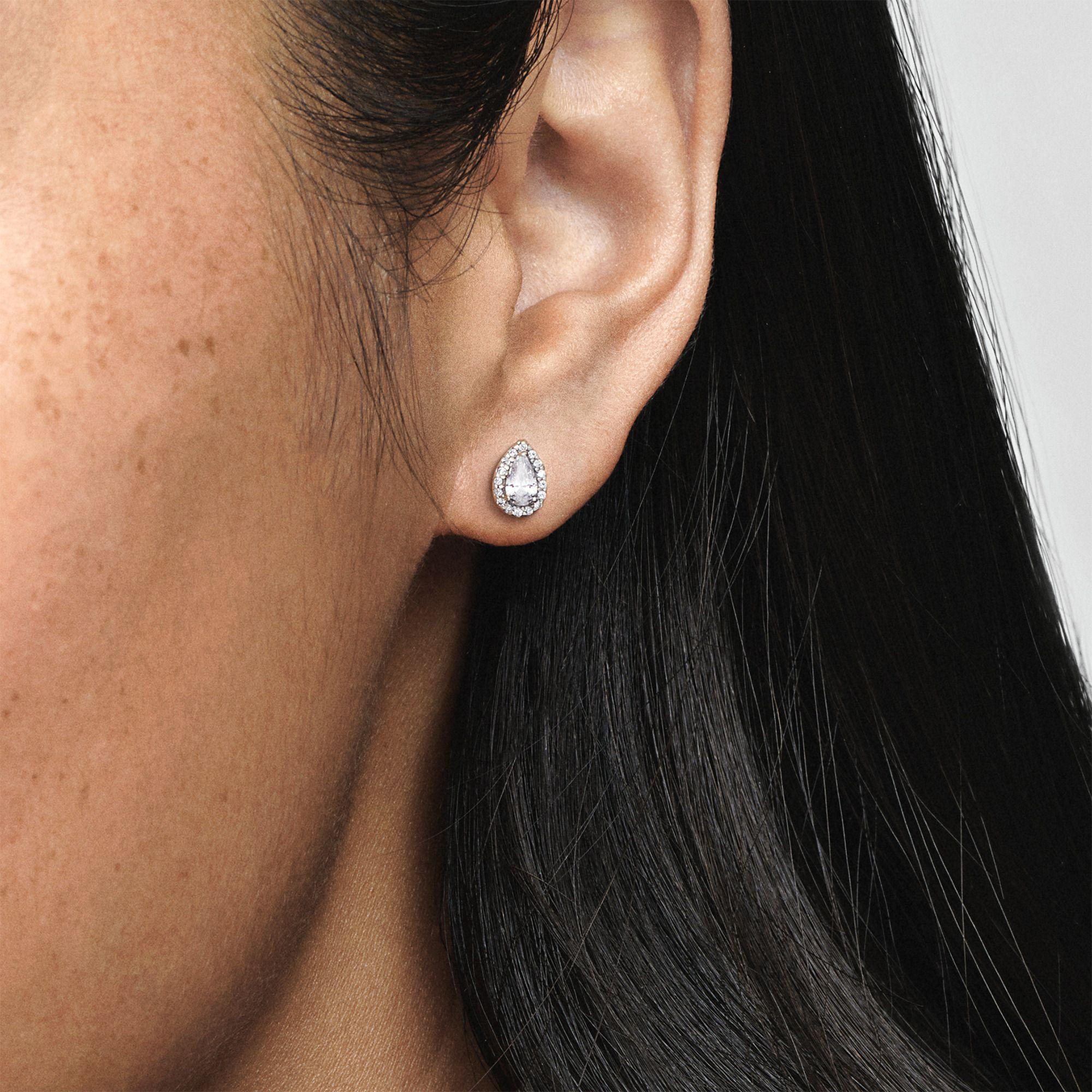 Aretes de Botón Halo de Gota Brillante-1