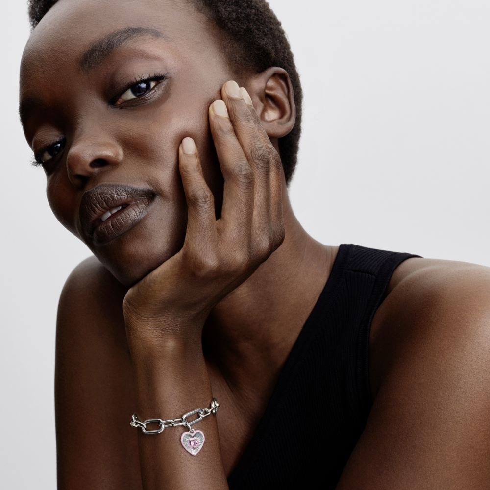 Charm Medallón Corazón Rosa Radiante-3