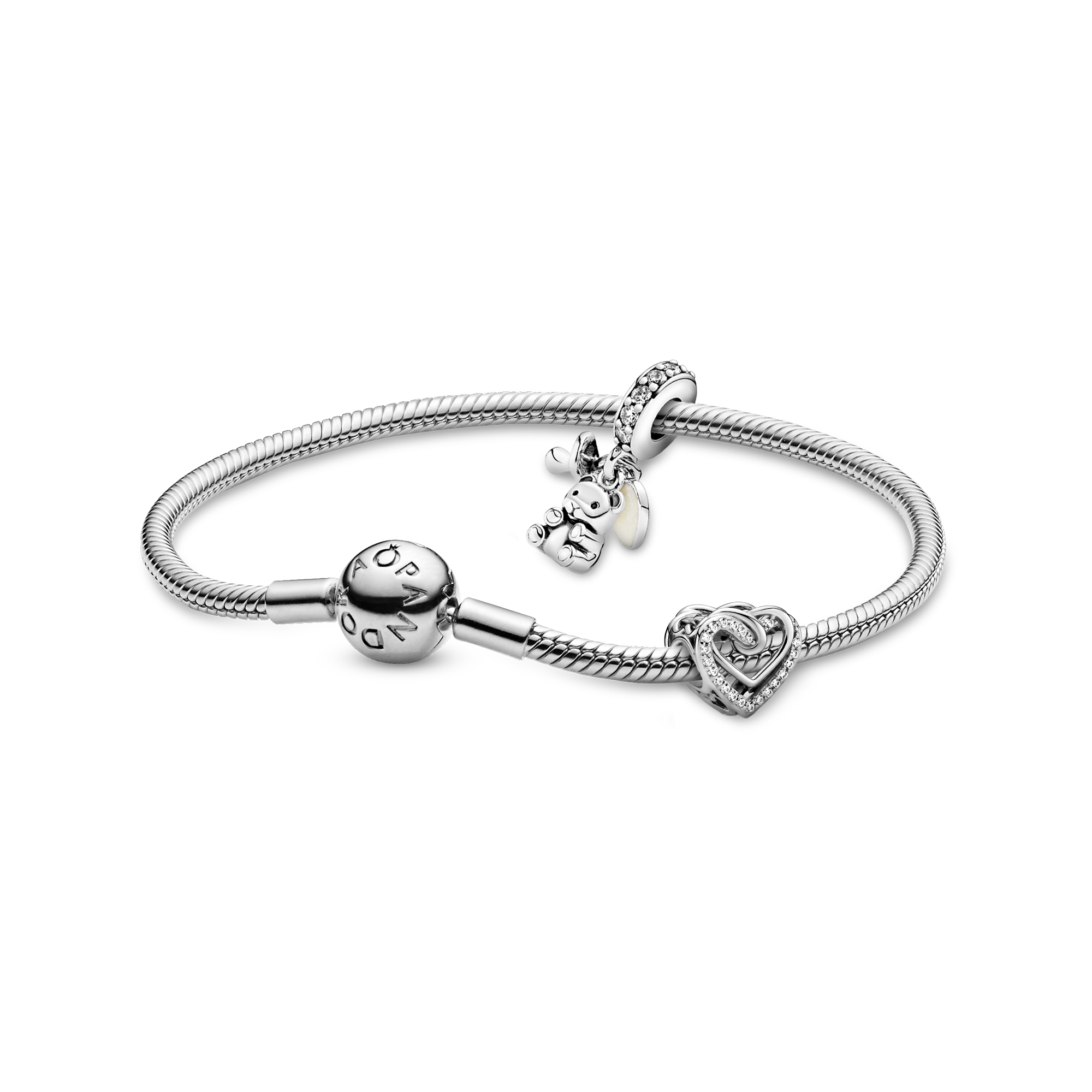 Gift Set Pulsera con Dijes Bienvenida de Bebé  y Corazon en Plata-0