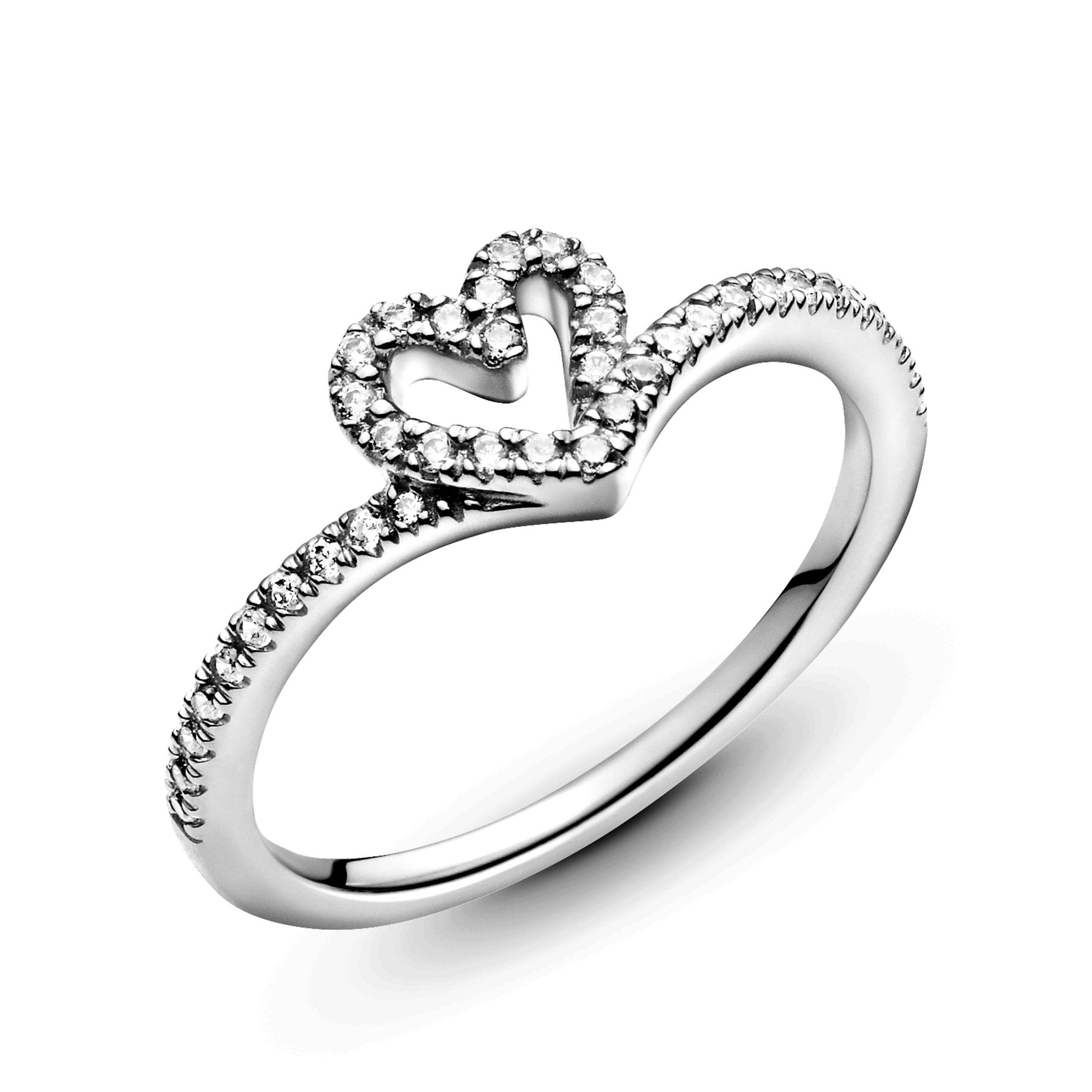 Anillo en Plata Espoleta Brillante Corazón Brillante-1
