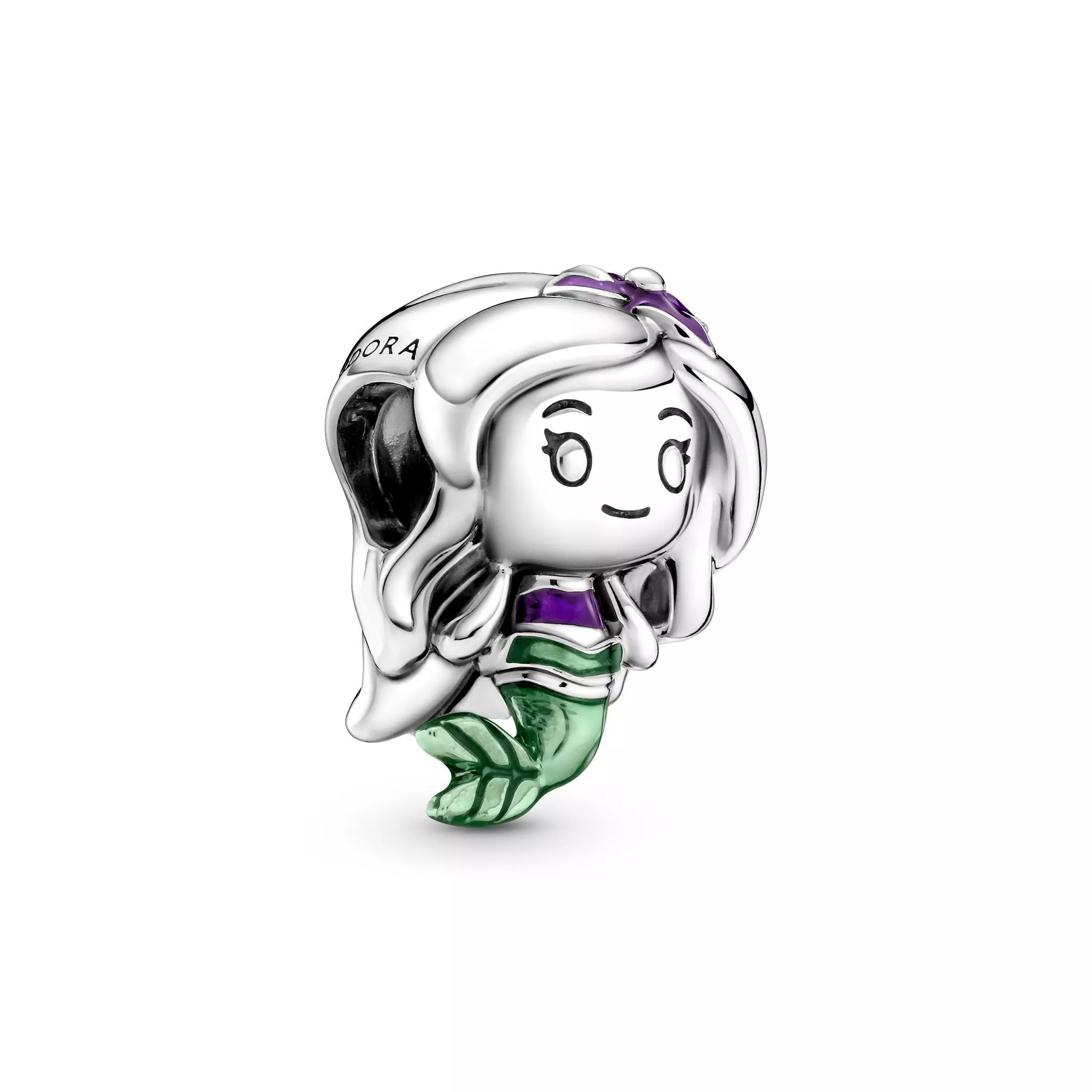Charm en Plata Disney La Sirenita Esmaltes Morado y Verde-0