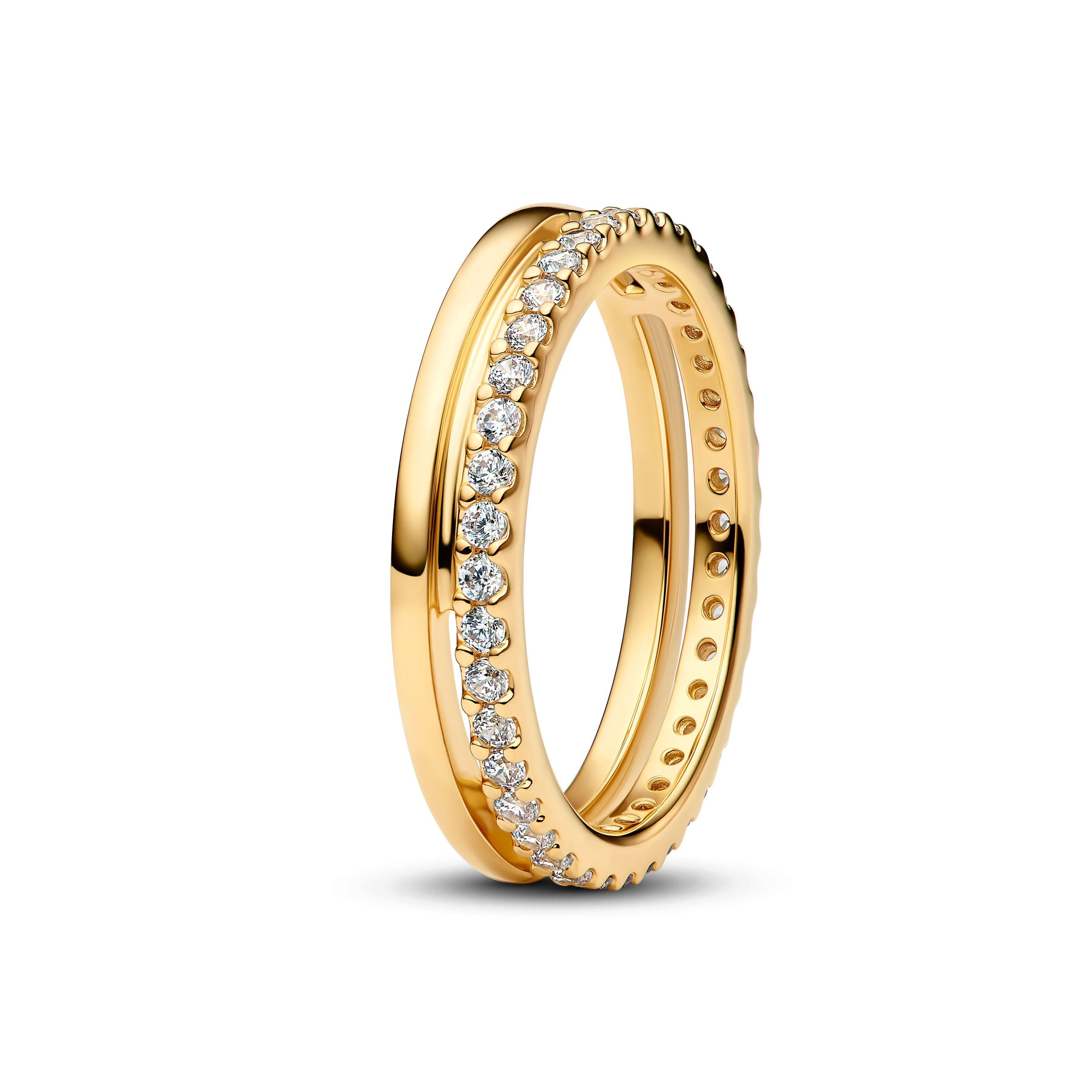 Anillo Doble Banda Recubrimiento Oro14K-1
