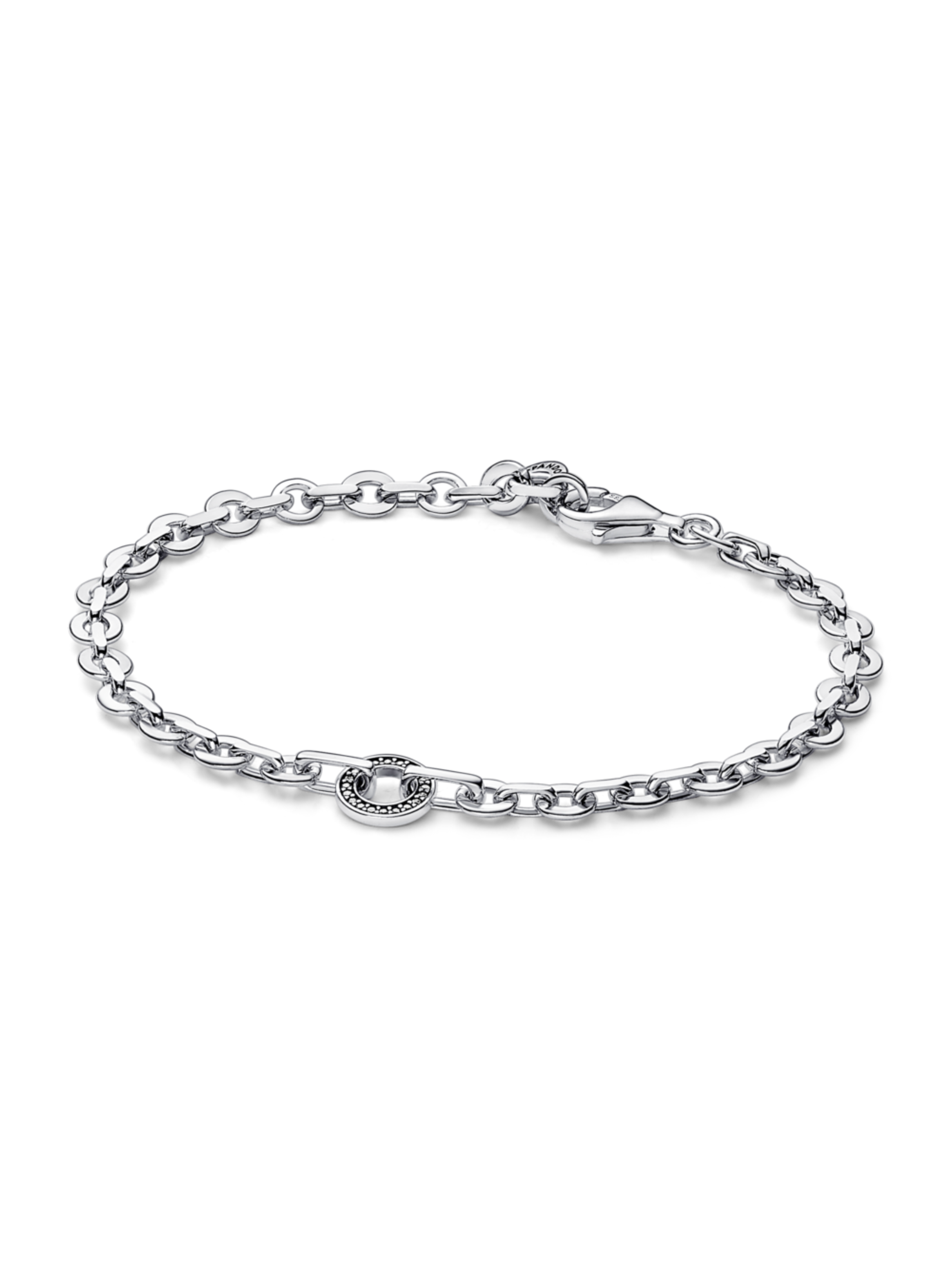 Brazalete en Plata Signature Cadena Pave Escarpado Transparente-0