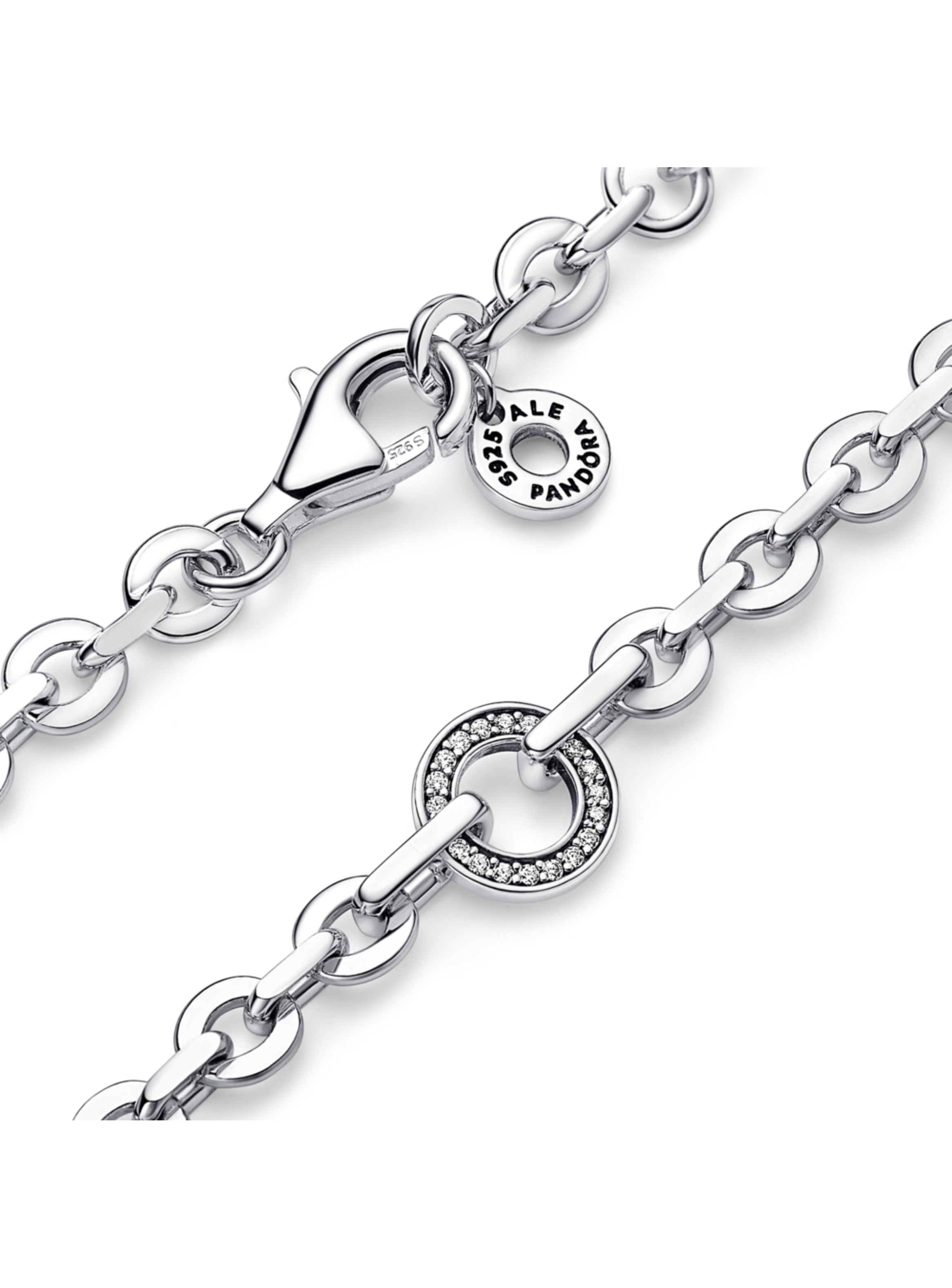 Brazalete en Plata Signature Cadena Pave Escarpado Transparente-1