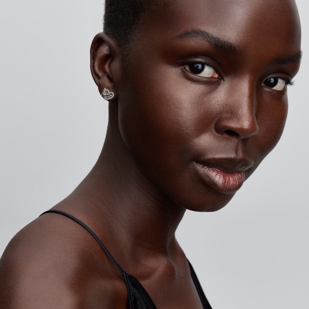 Aretes de Botón Corazón y Mariposa Entrelazados-2