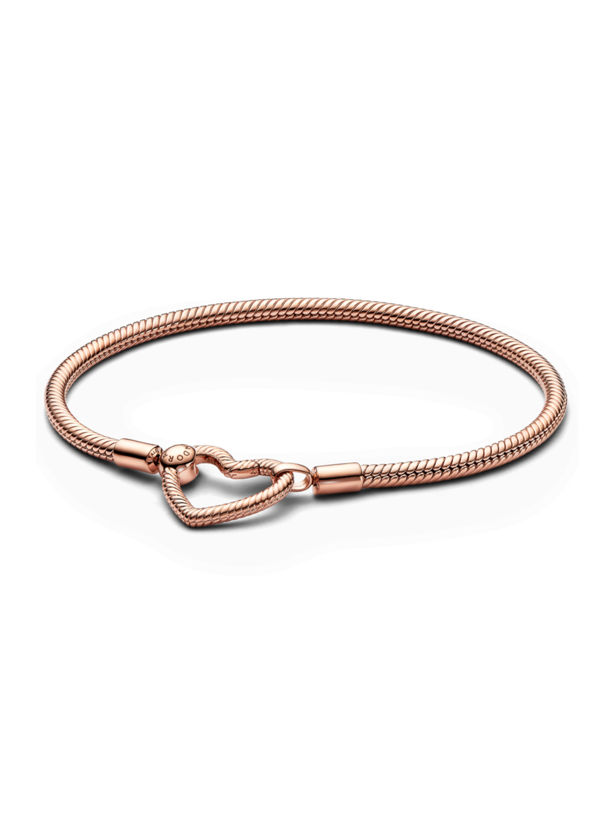 Brazalete Enchape Oro Rosa de 14k Cadena Serpiente Cierre de corazón-0