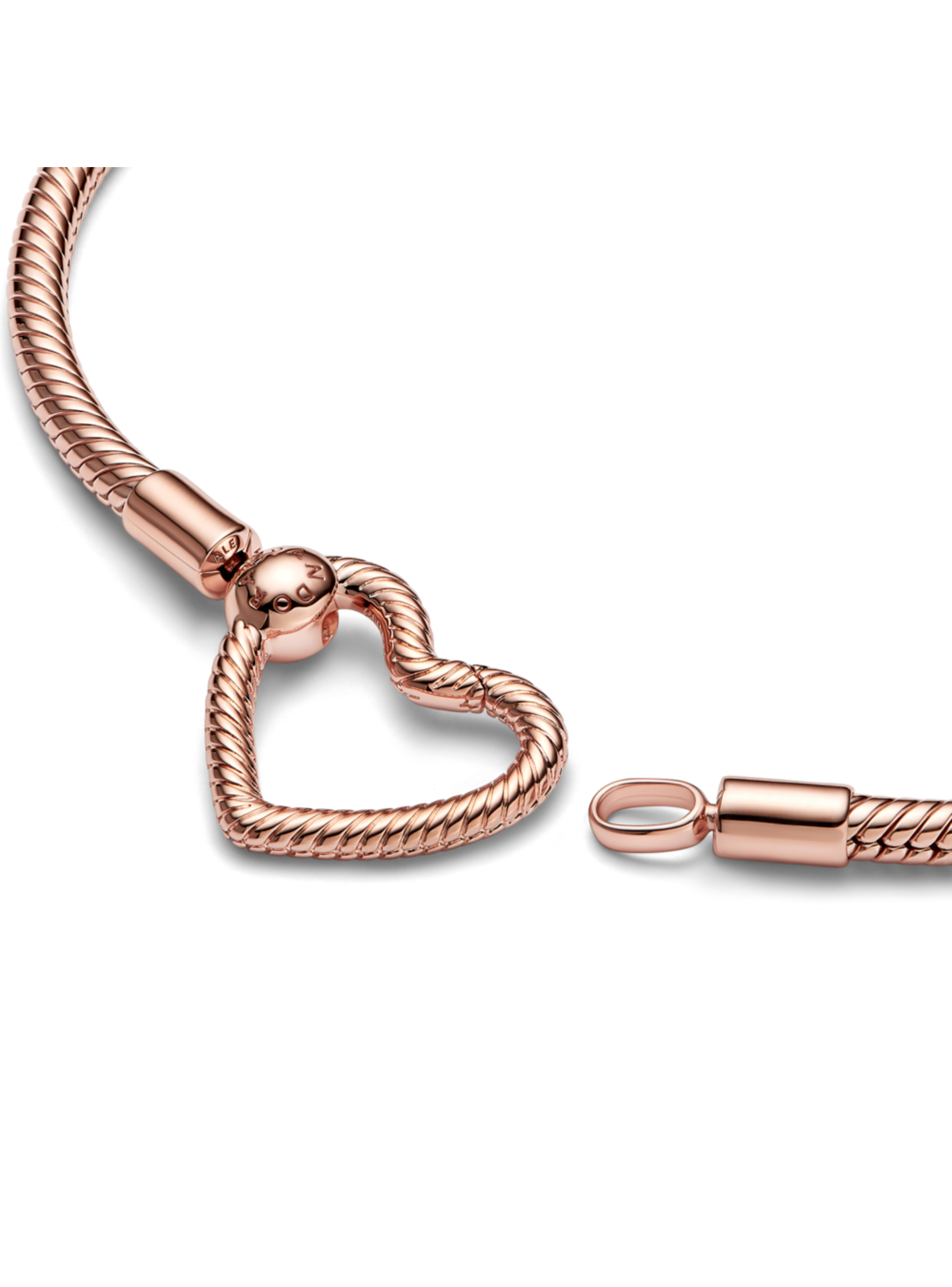 Brazalete Enchape Oro Rosa de 14k Cadena Serpiente Cierre de corazón-1