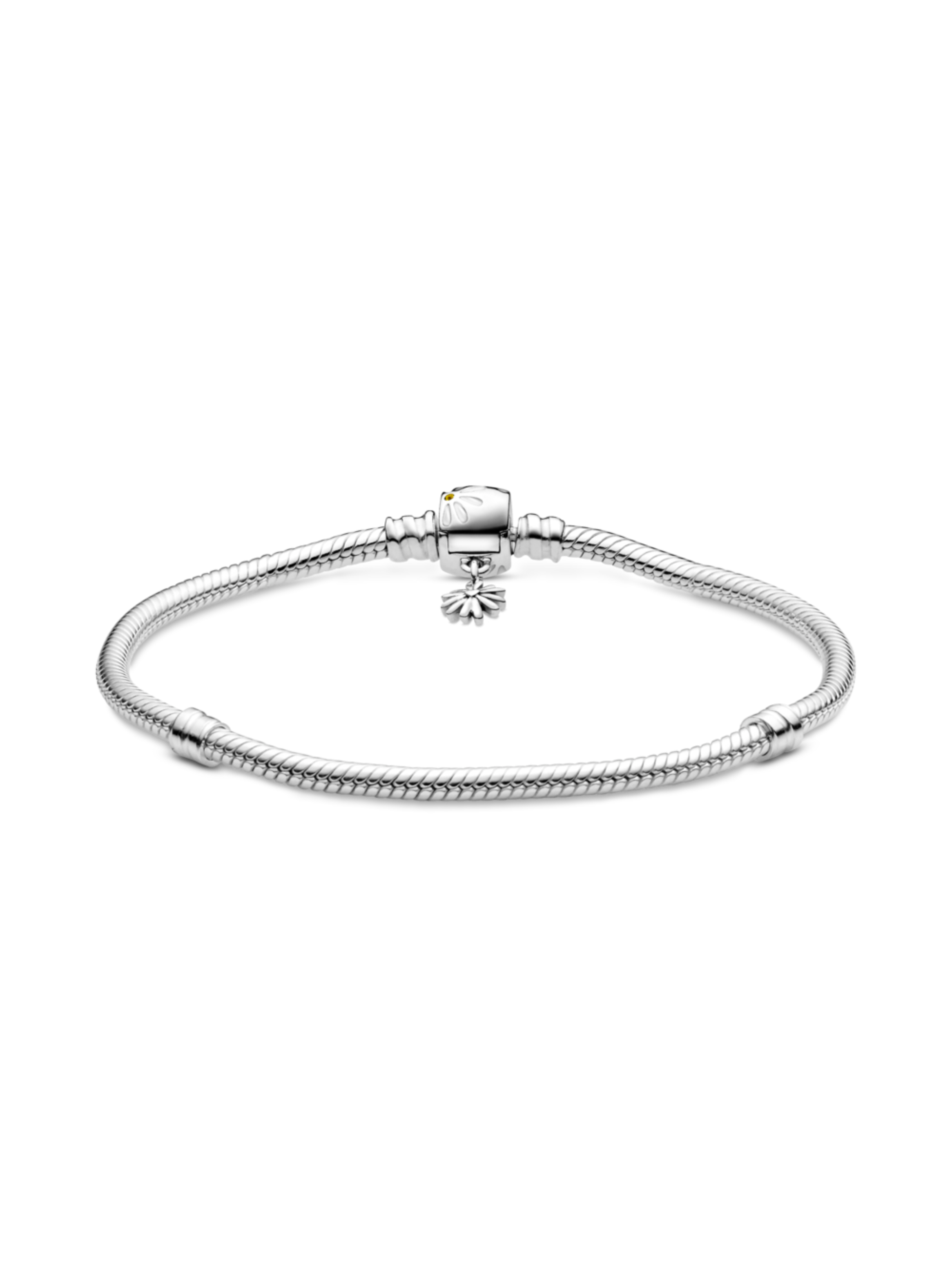 Brazalete Plata con Cierre de Flor de Margarita Cristal Amarillo -0