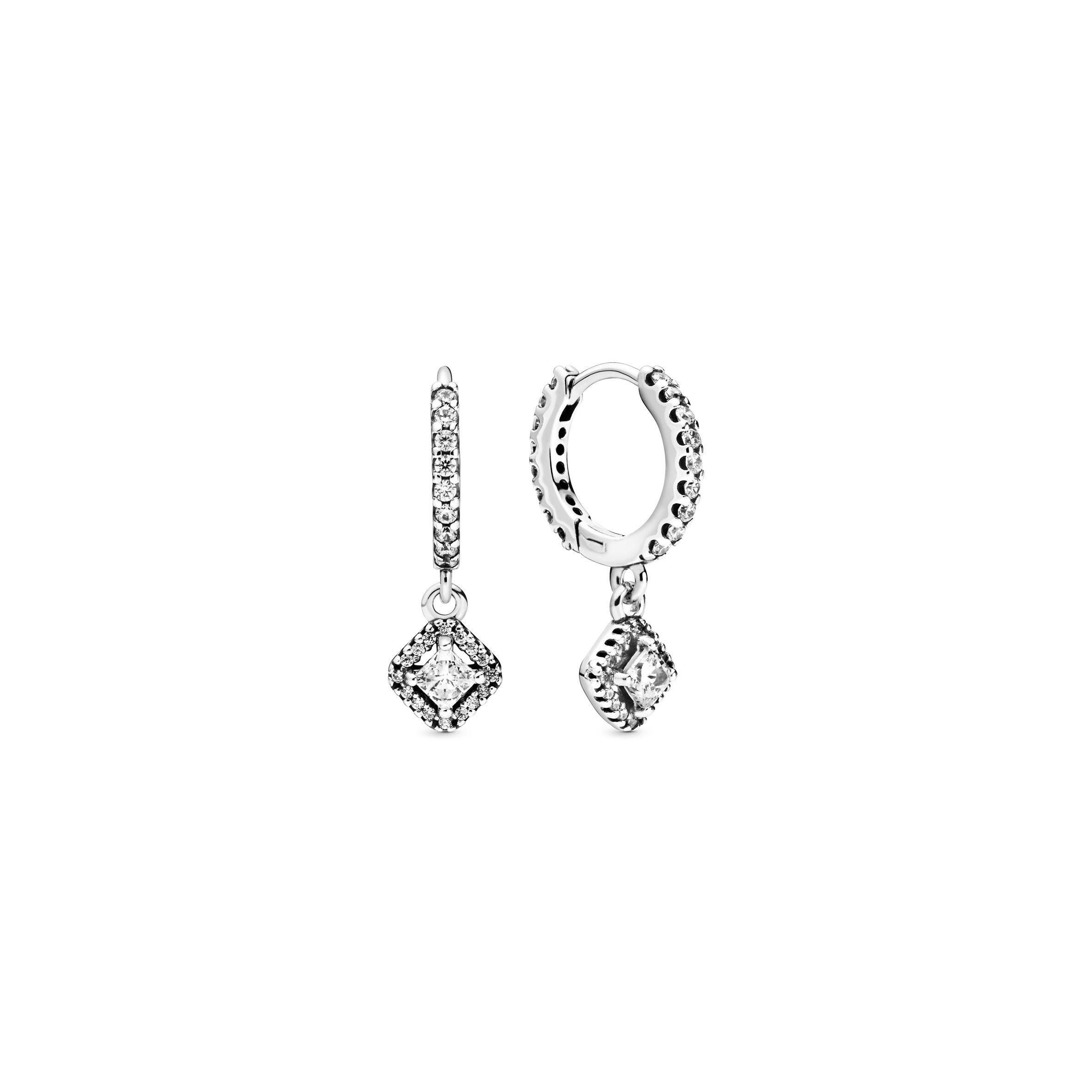 Aretes de Aro con Cuadros Brillantes-0