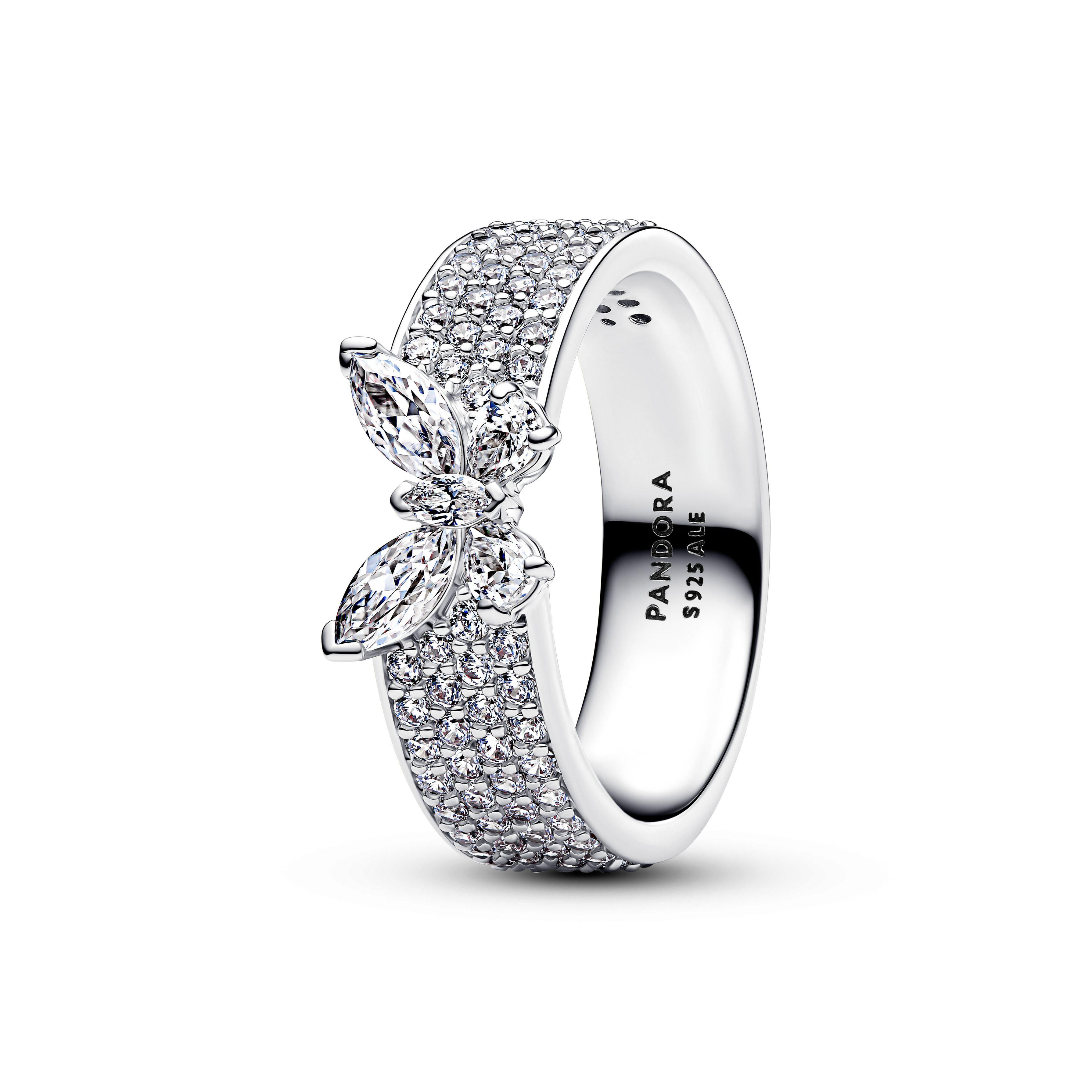 Anillo Audaz Mariposa Resplandeciente Plateado-1