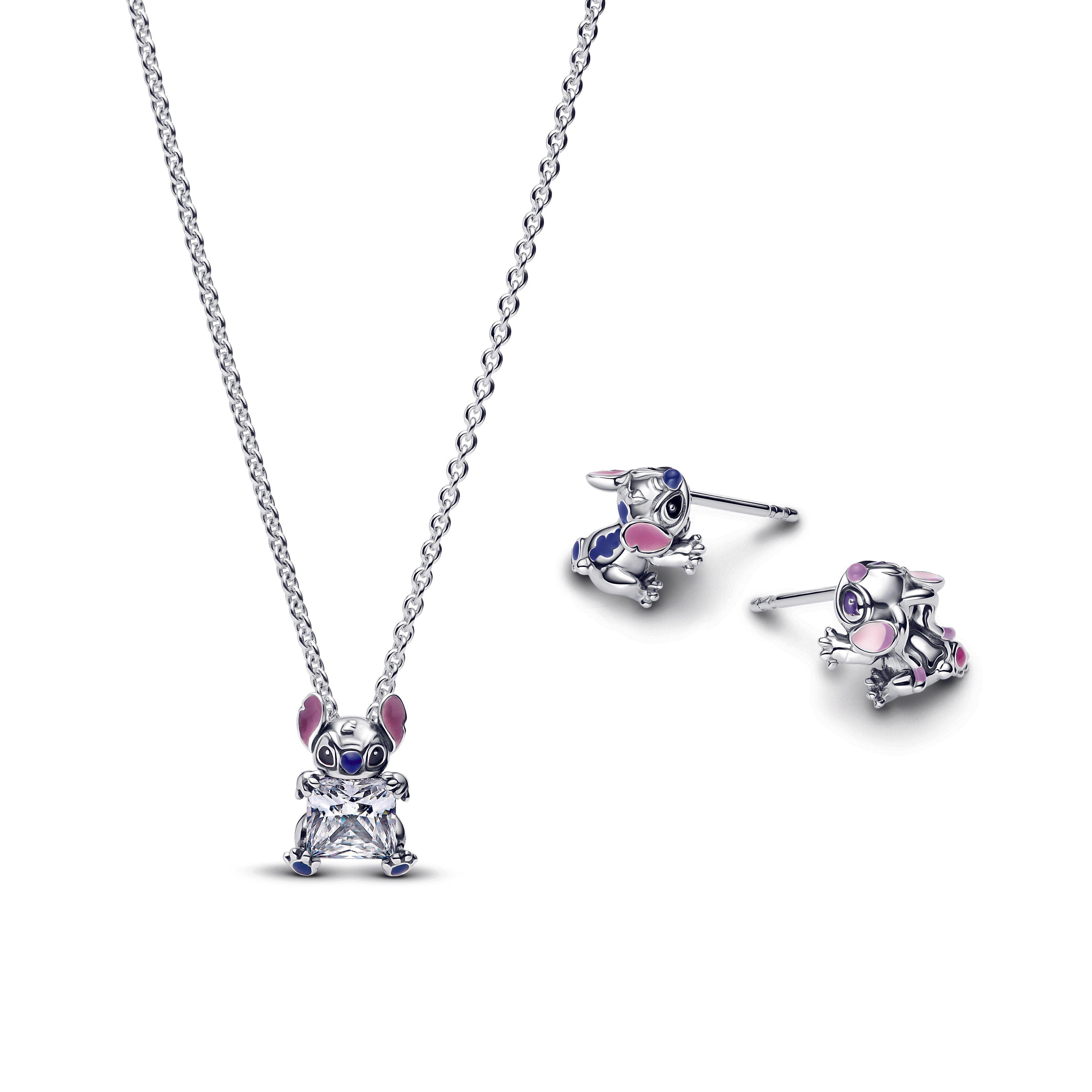 Conjunto de Regalo Collar y Aretes Angel y Stitch de Disney-0