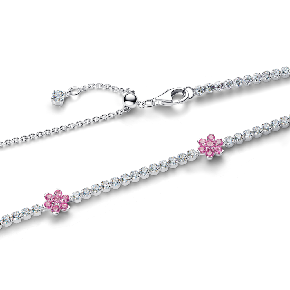 Collar de Tenis Flor Rosada-2