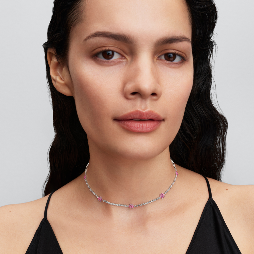 Collar de Tenis Flor Rosada-3