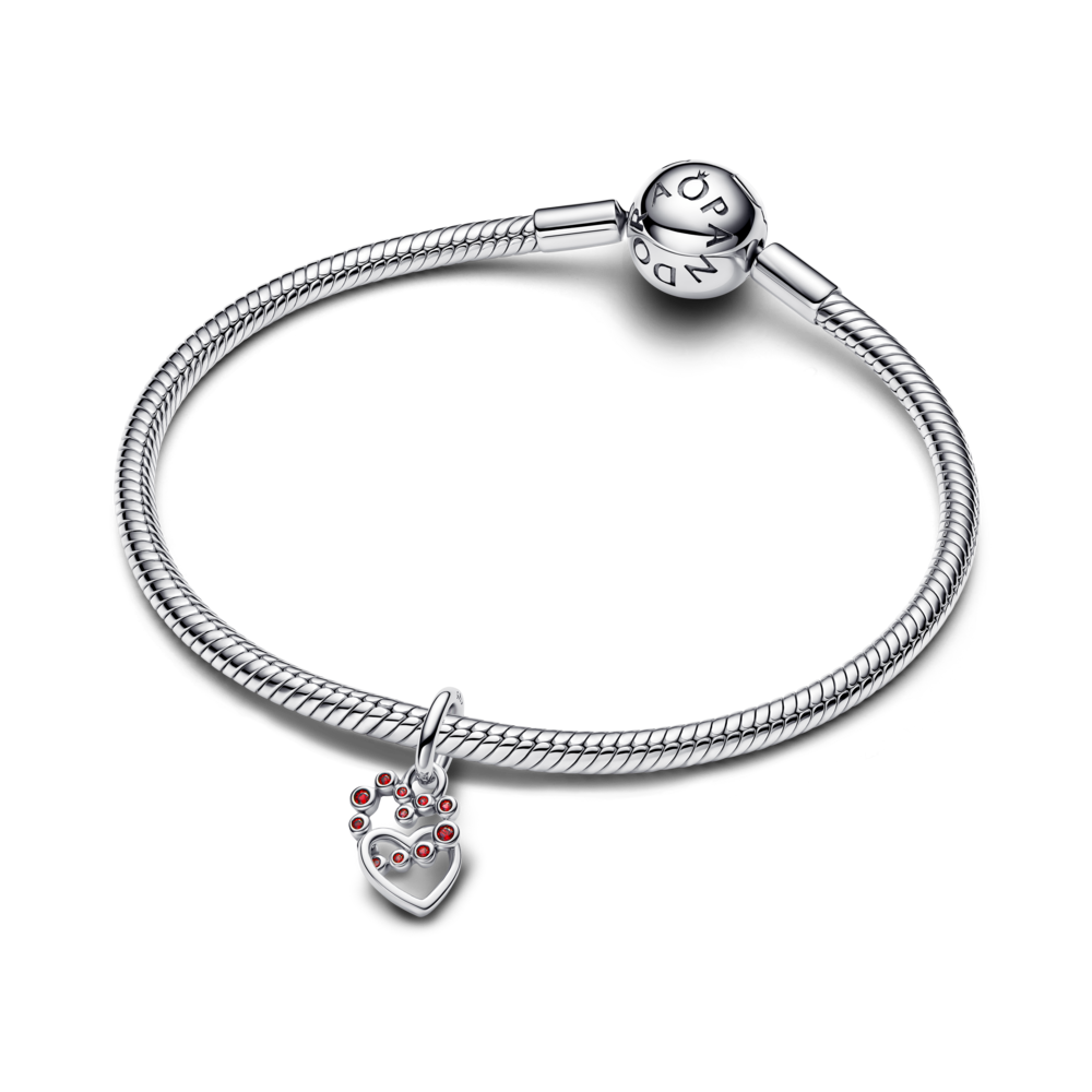 Charm Colgante Corazones Conectados y Piedras Rojas-2