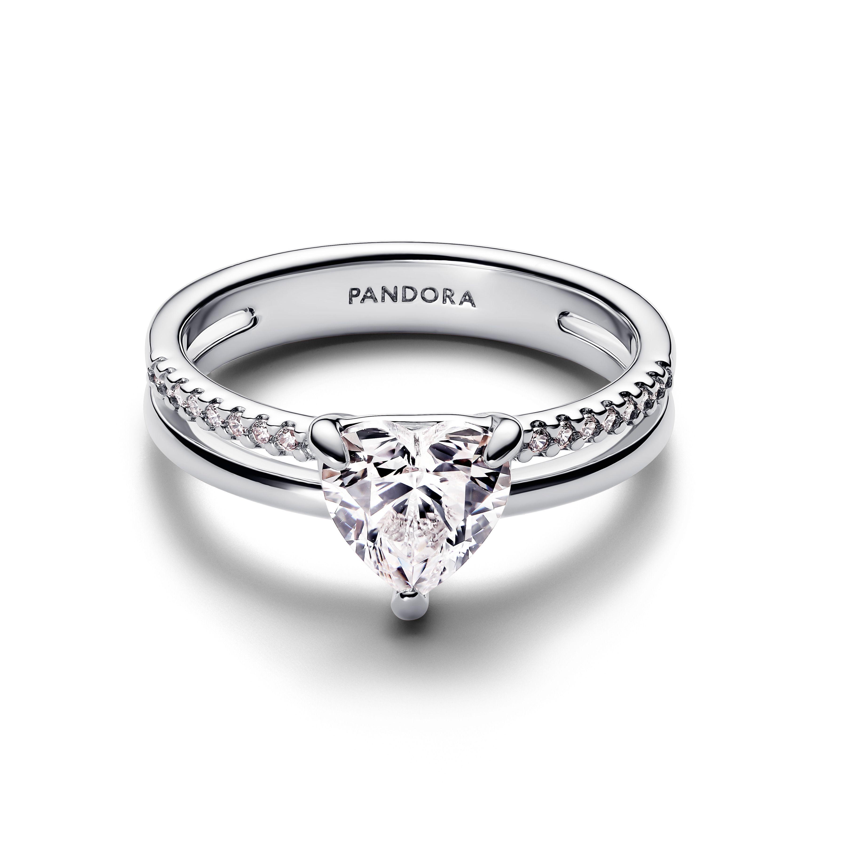 Anillo Corazón Doble Banda en Plata-0