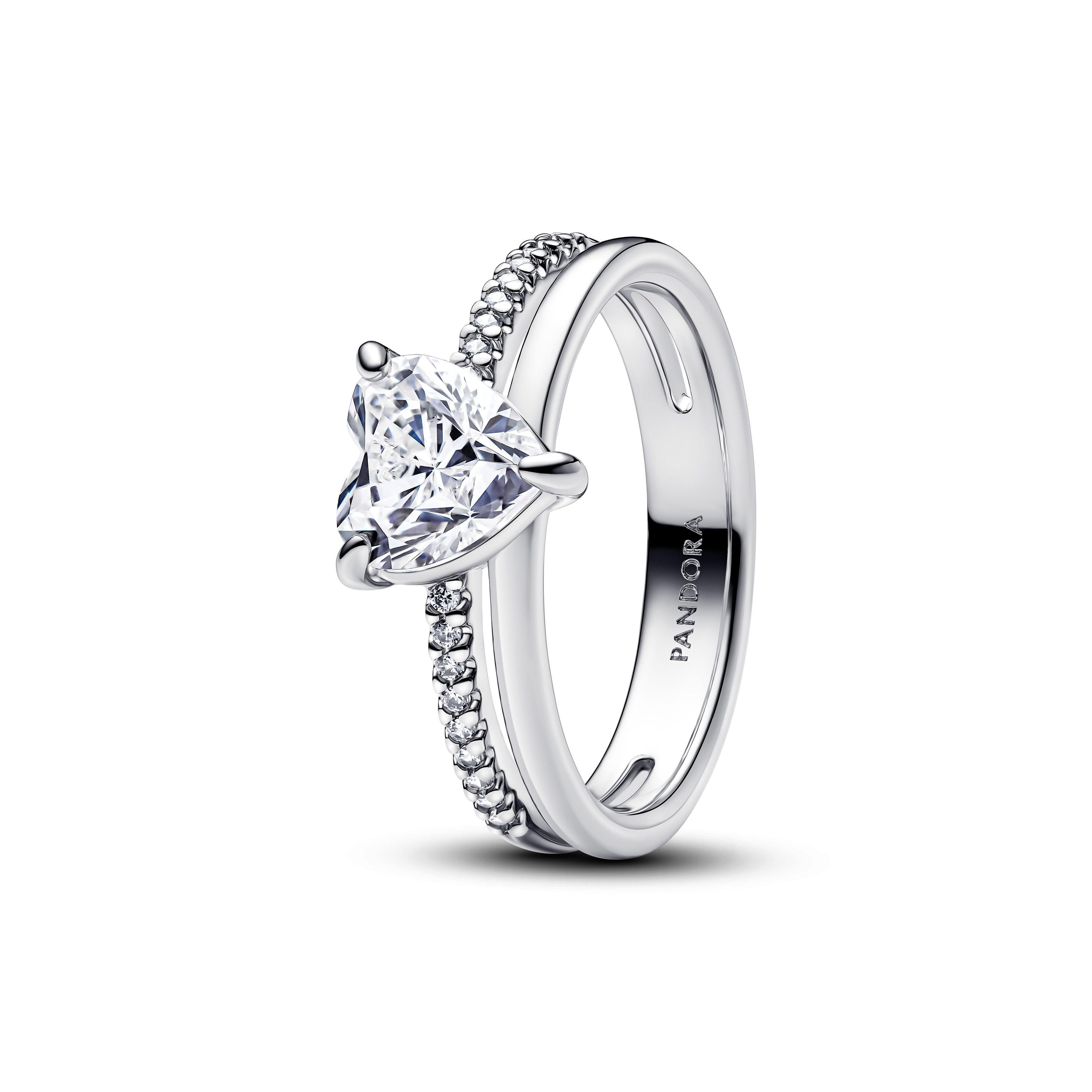 Anillo Corazón Doble Banda en Plata-1