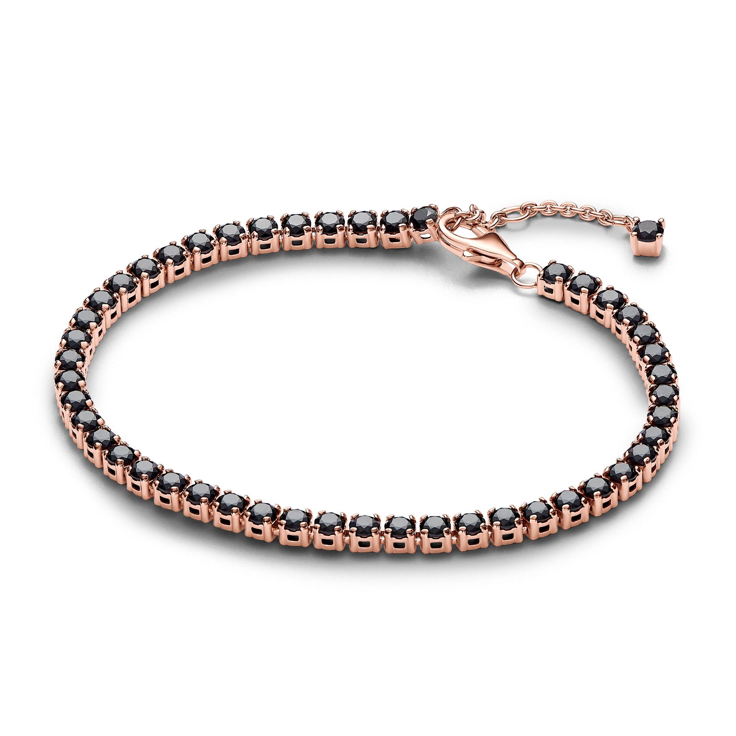 Brazalete en Rose Cristal Artificial de Tenis Negra brillante-0