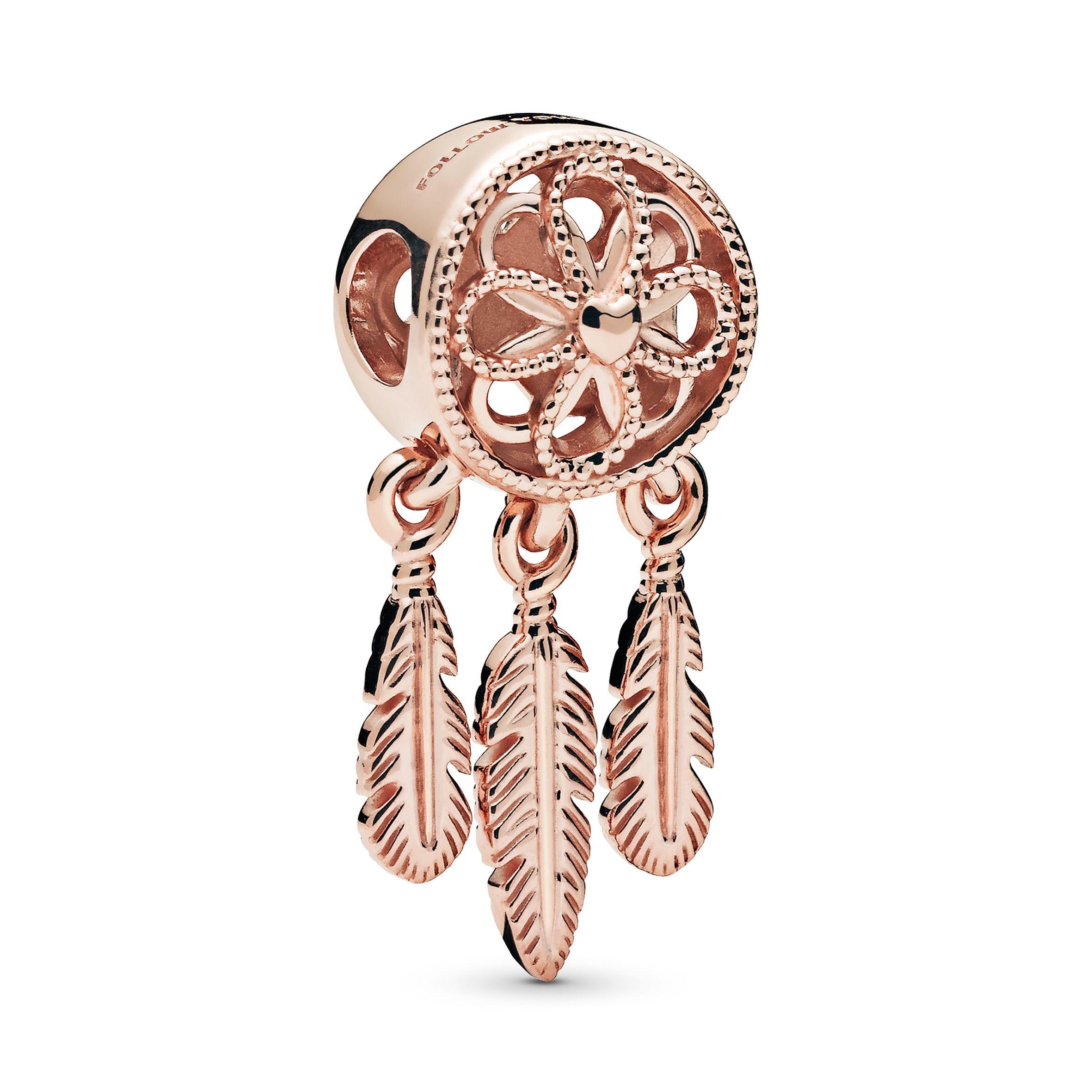 Charm Atrapasueños Espiritual Recubrimiento Oro Rosa de14K-0