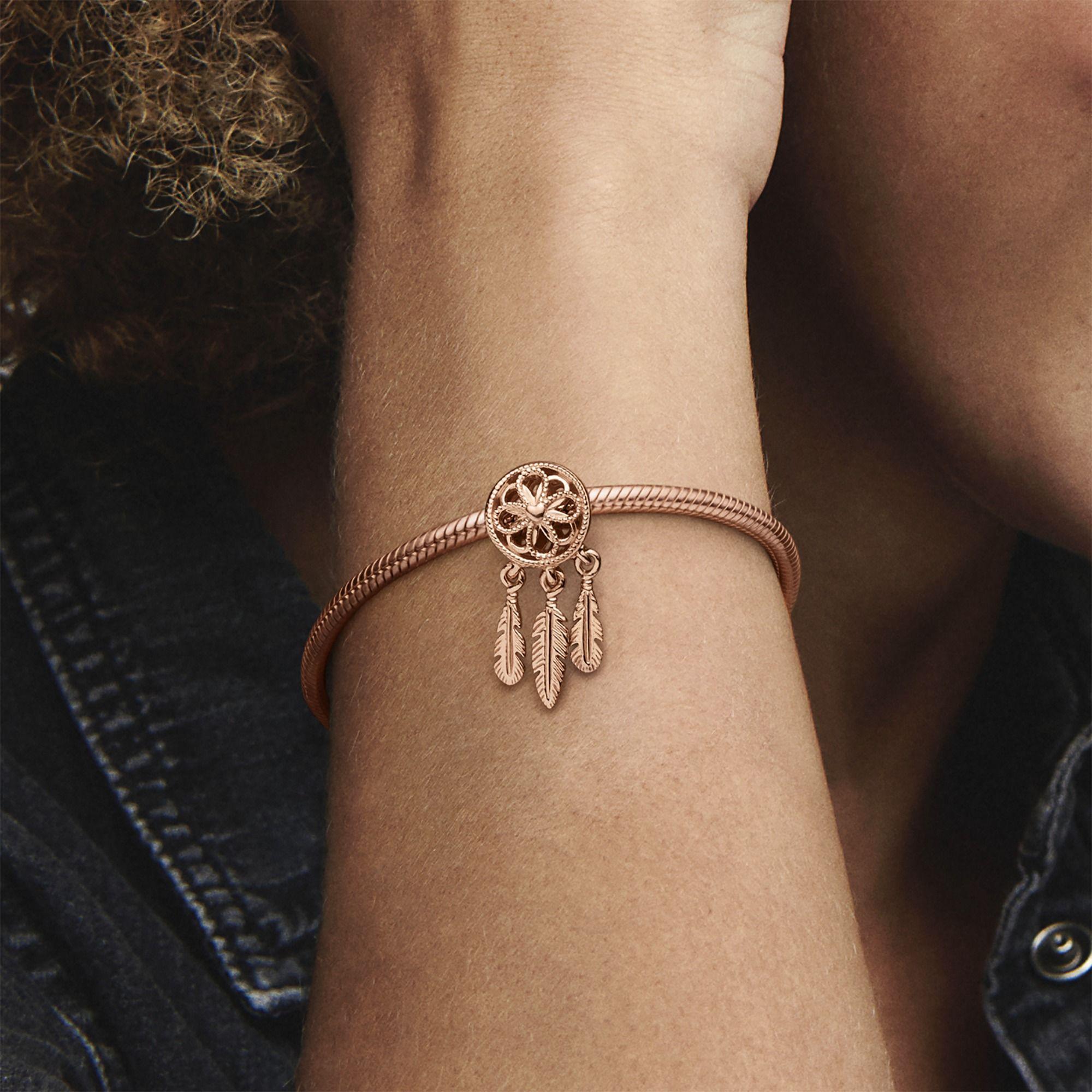 Charm Atrapasueños Espiritual Recubrimiento Oro Rosa de14K-1