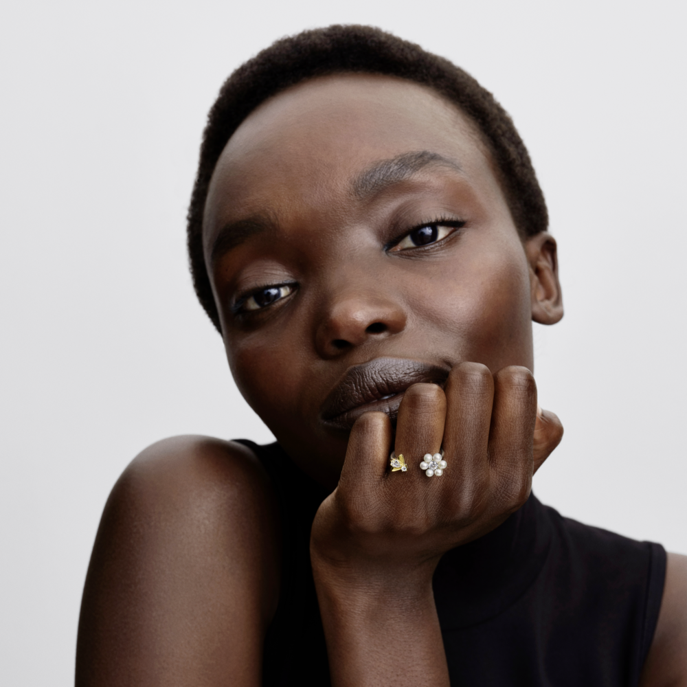 Anillo Abierto Abeja Bridgerto con Perla de Agua Dulce Tratada-2