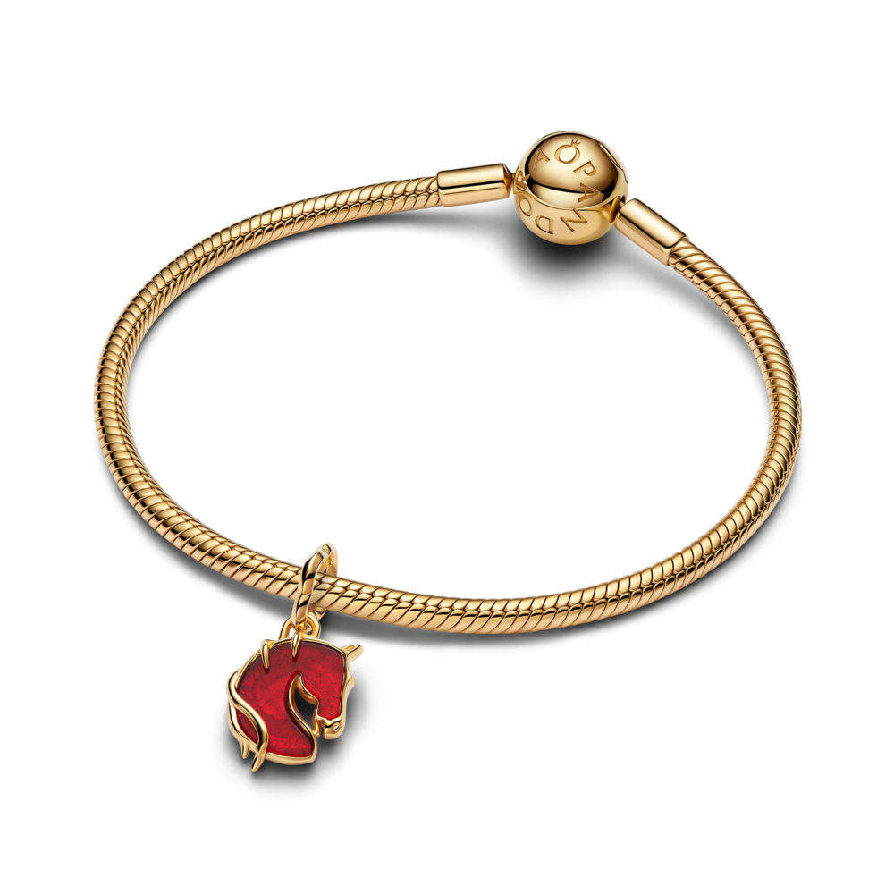 Charm Colgante Caballo Rojo Fuego en Cristal Murano-2