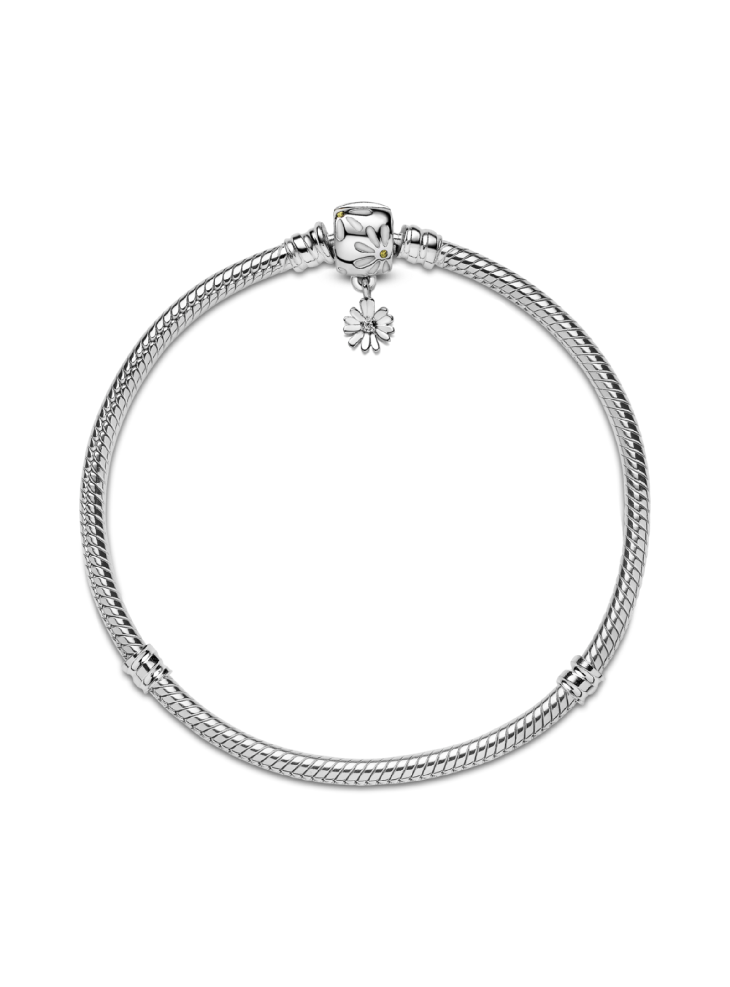 Brazalete Plata con Cierre de Flor de Margarita Cristal Amarillo -0