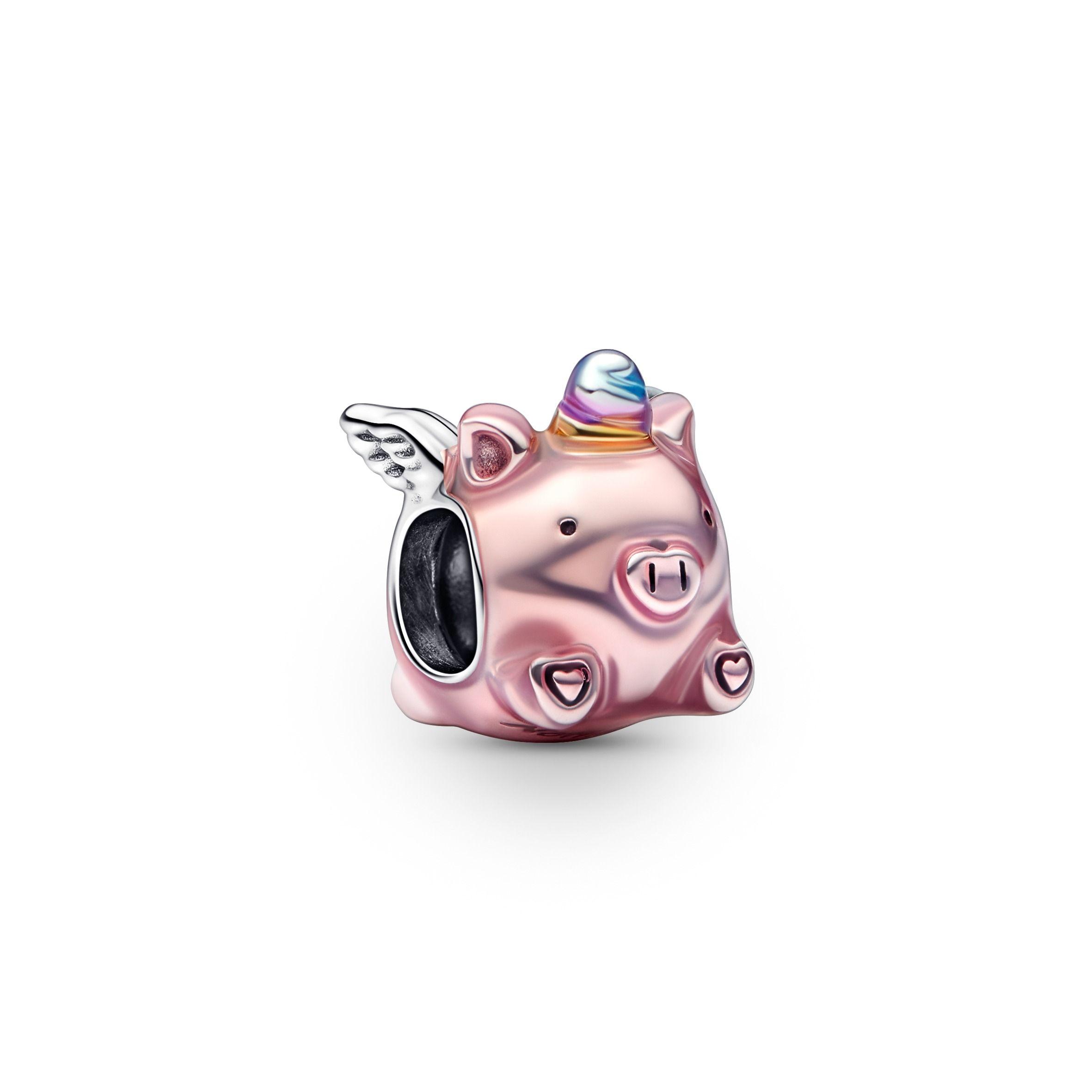 Charm en Plata Cerdo Unicornio Volador Esmaltes Diversos-0