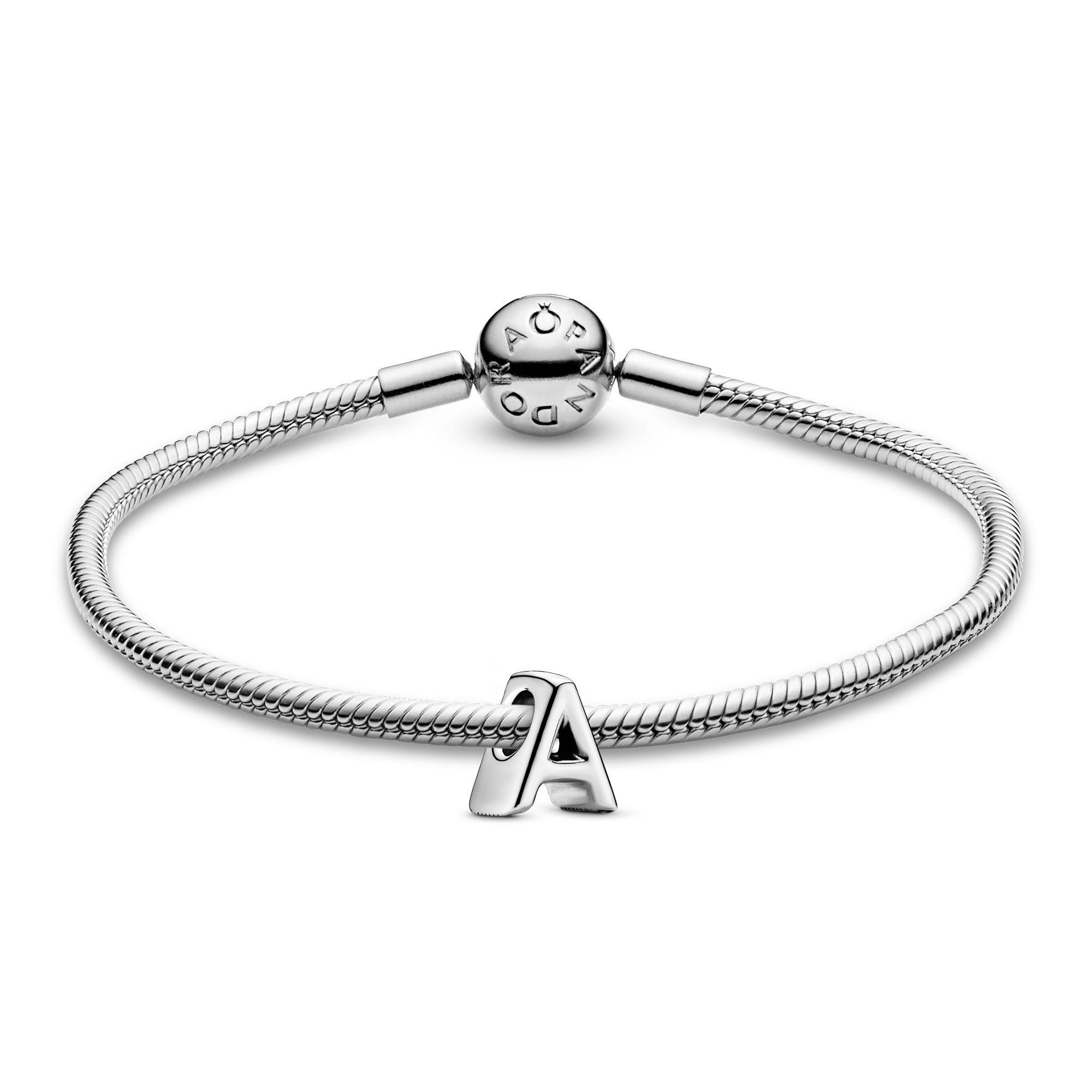 Gift Set Pulsera con Charm en Plata Letra A-0