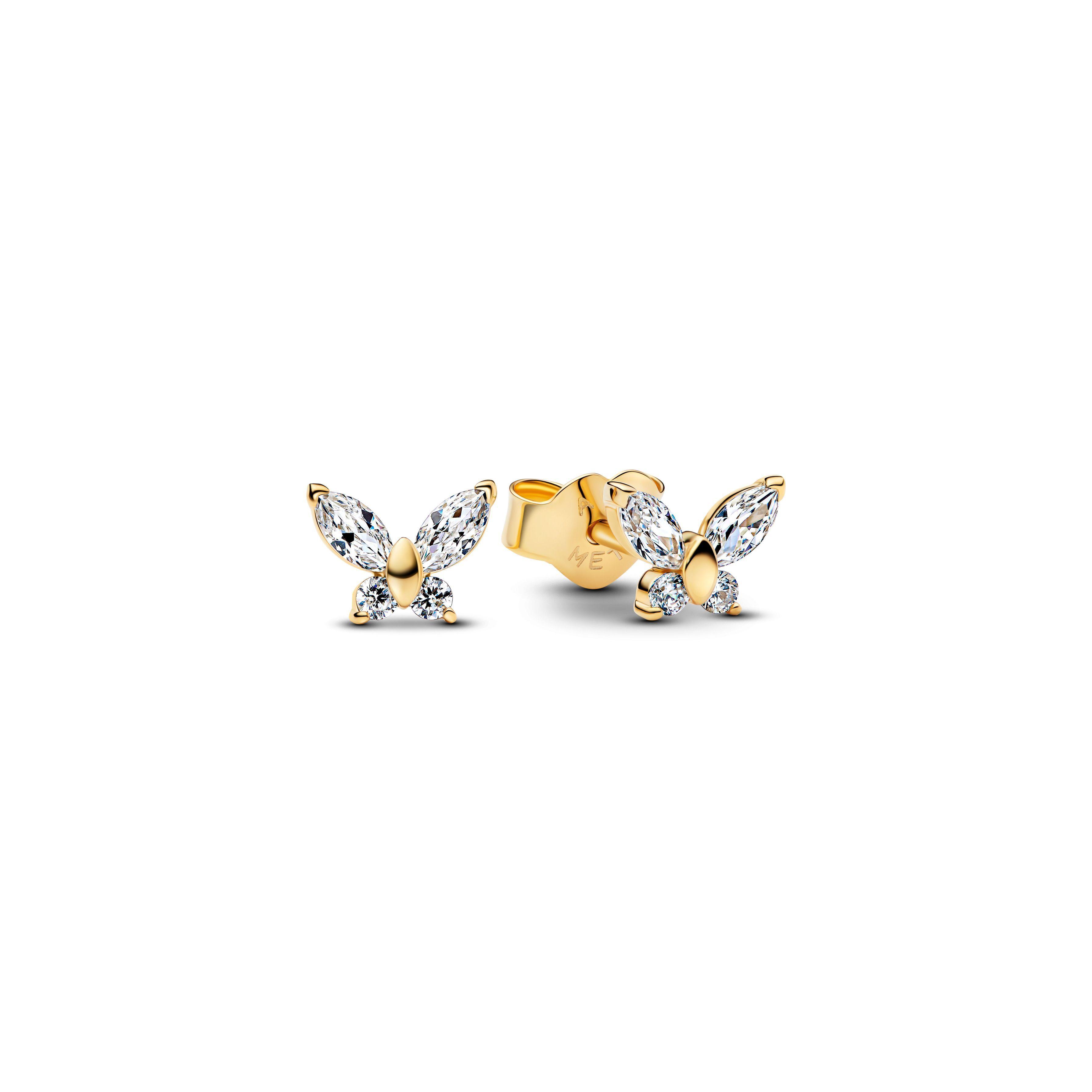 Aretes de botón Mariposa Dorados-0